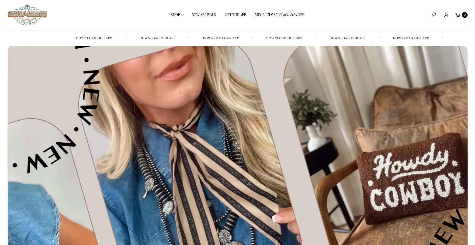 Website screenshot of Gritandgraceboutique.shop
