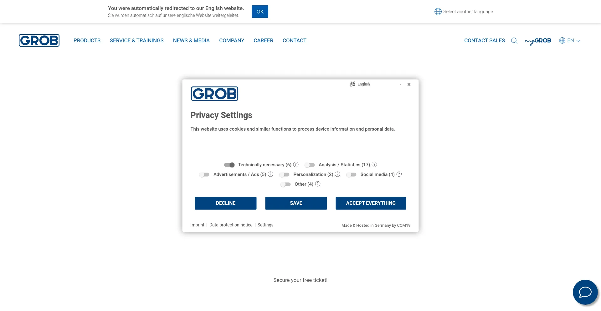 Website screenshot of Grobgroup.com