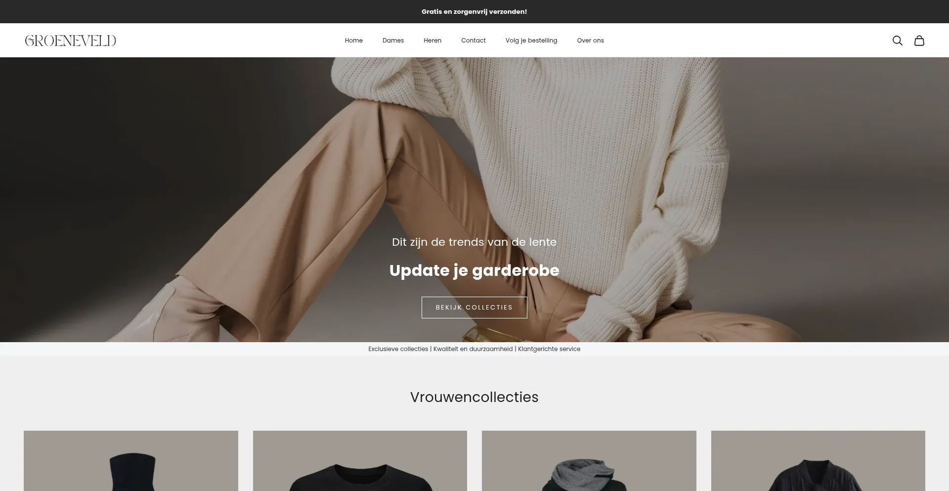 Website screenshot of Groeneveld-mode.nl