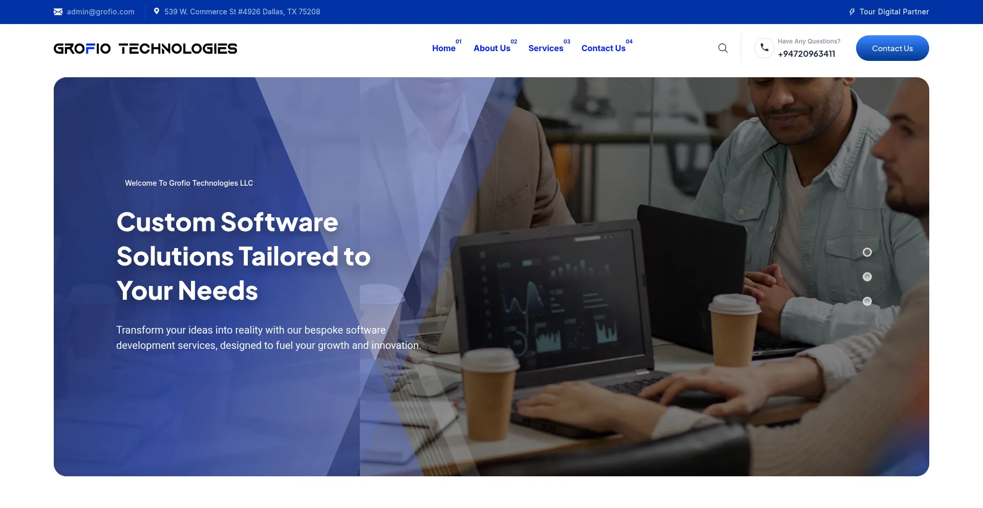 Website screenshot of Grofio.com