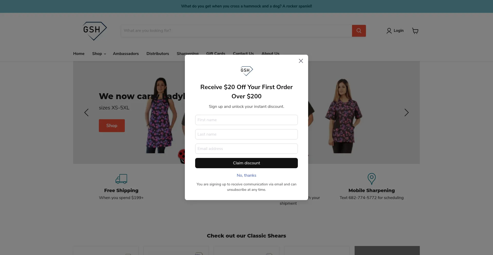 Website screenshot of Groomersupplyhouse.com