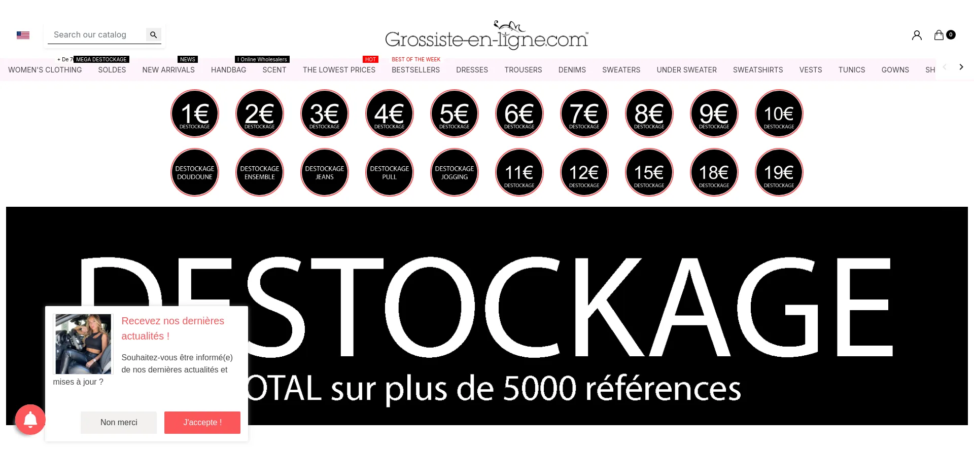 Website screenshot of Grossiste-en-ligne.com