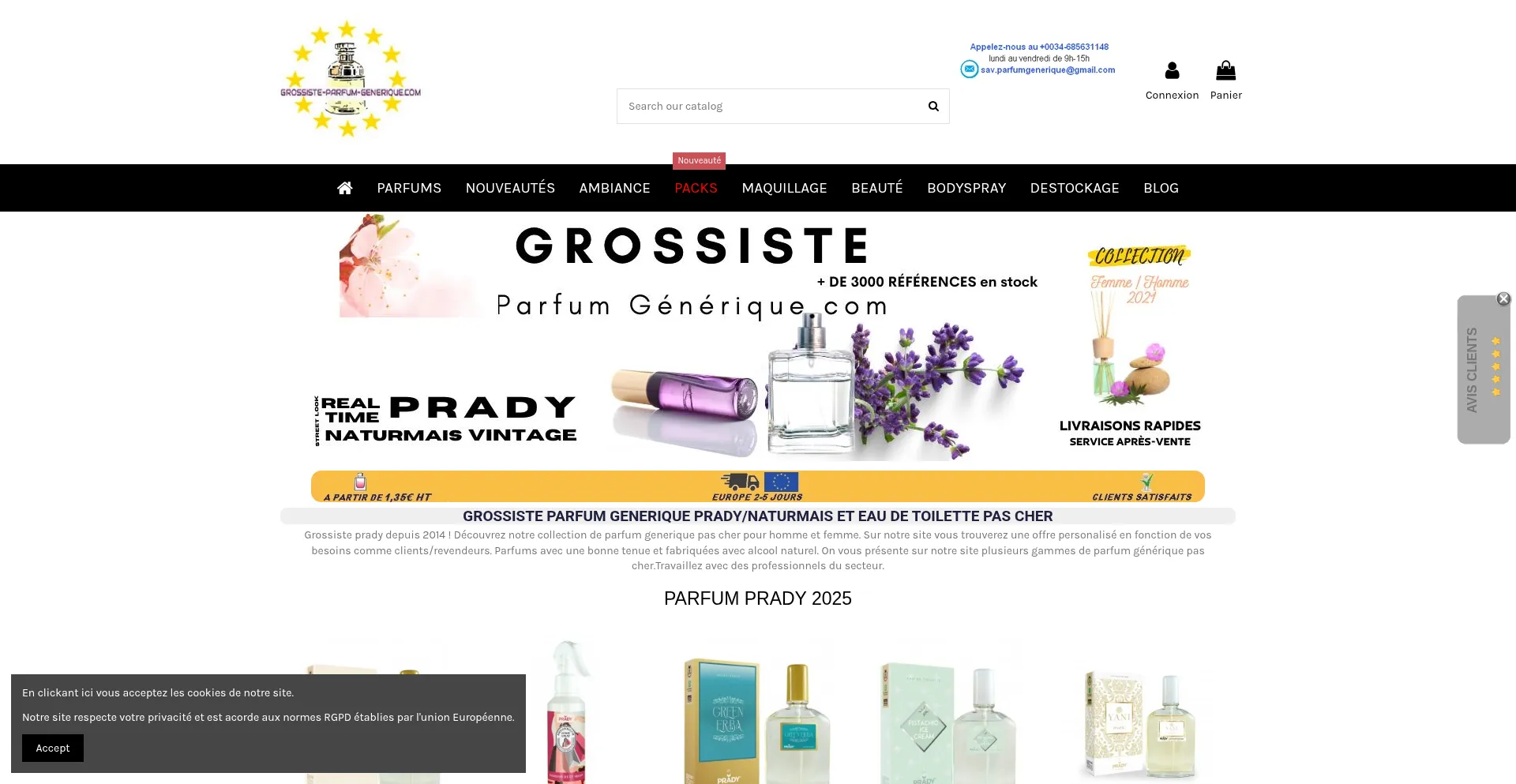 Website screenshot of Grossiste-parfum-generique.com