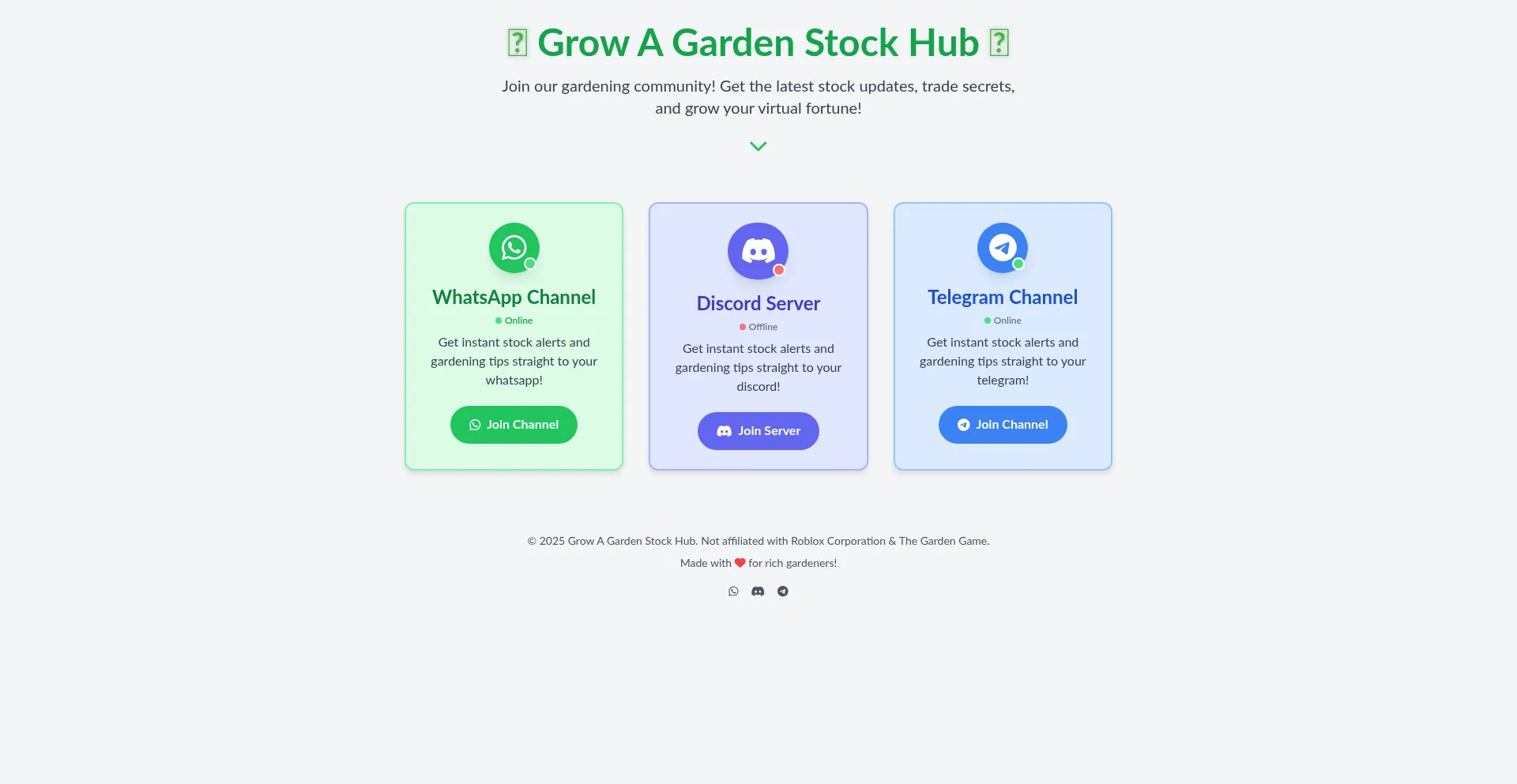 Website screenshot of Growagarden.info