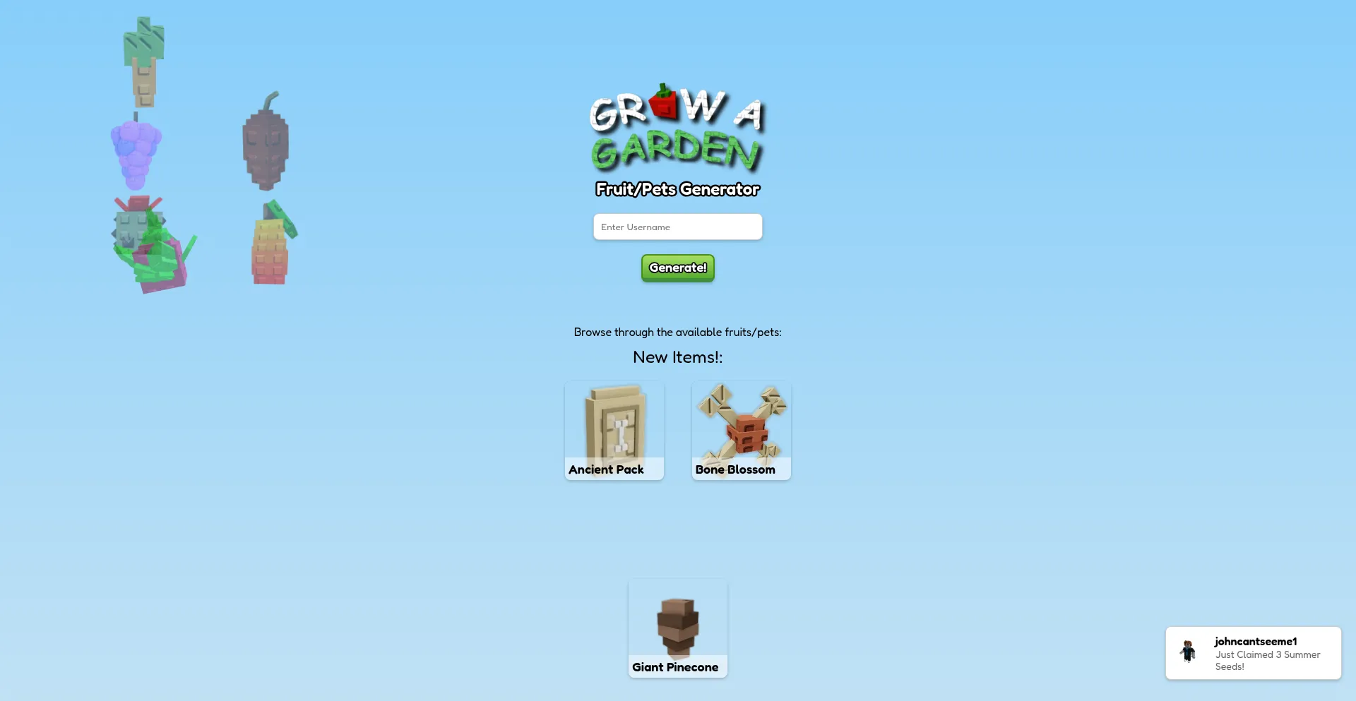 Website screenshot of Growagarden19.netlify.app