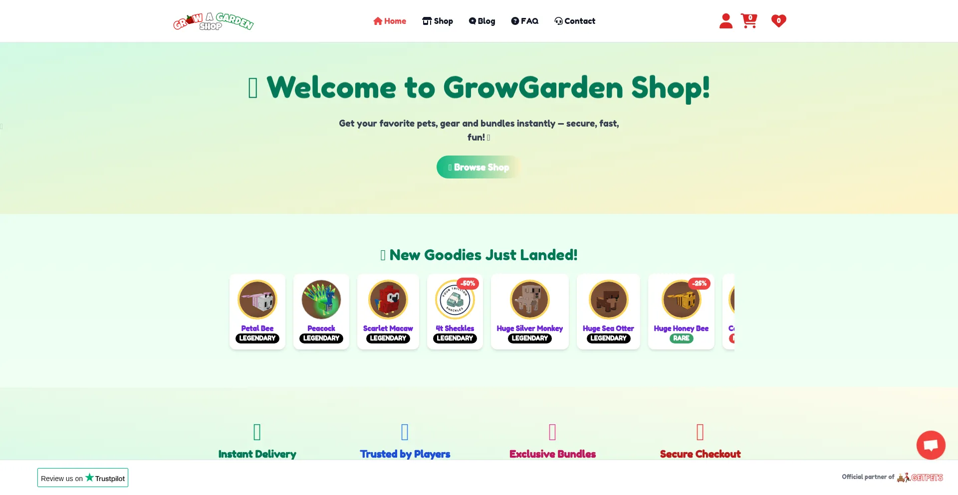 Website screenshot of Growgarden.net