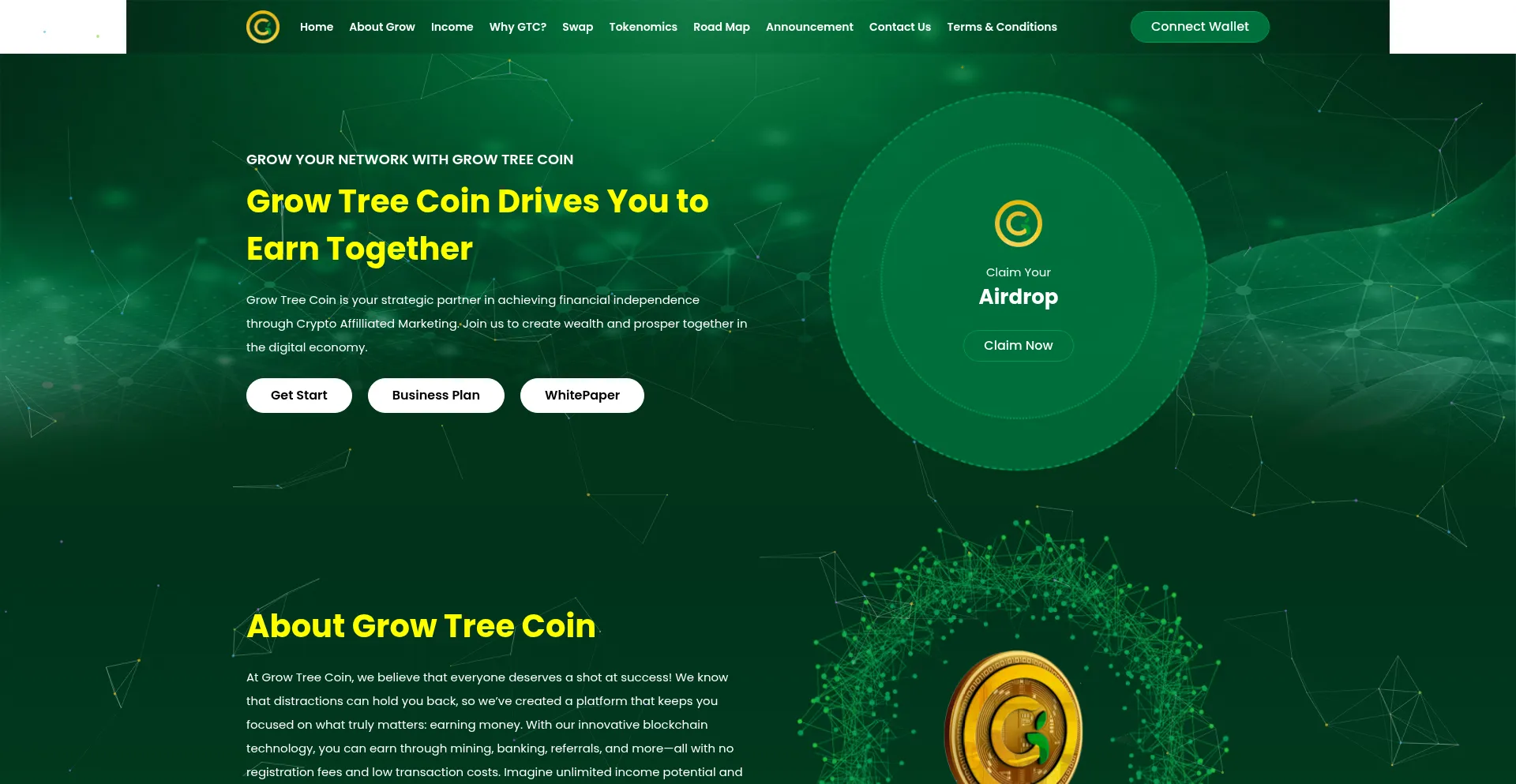Website screenshot of Growtreecoin.io