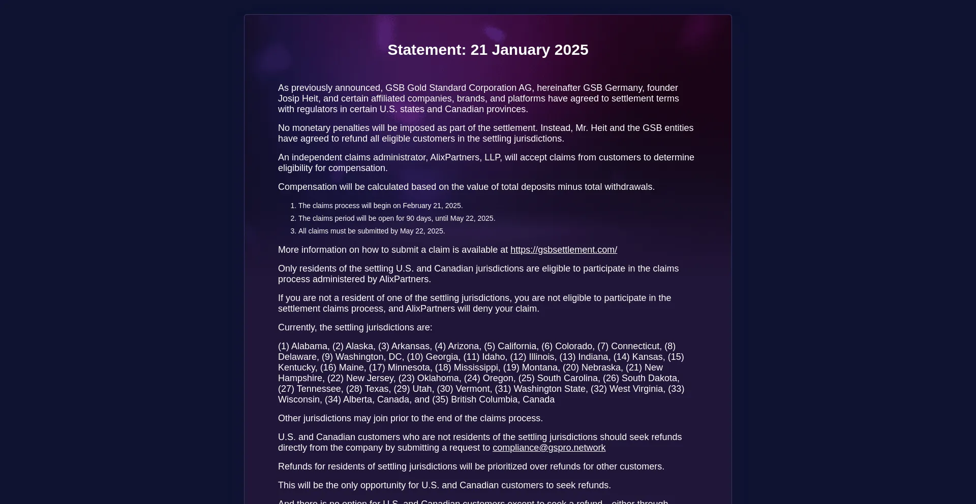 Website screenshot of Gspartners.global