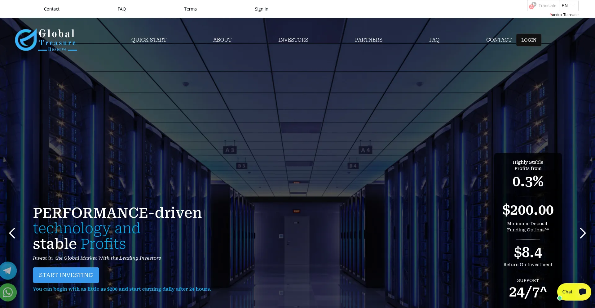 Website screenshot of Gtreserve.ai