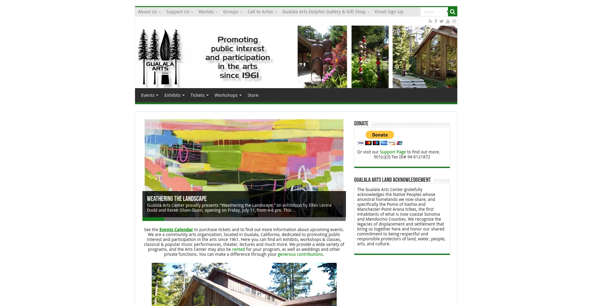Website screenshot of Gualalaarts.org