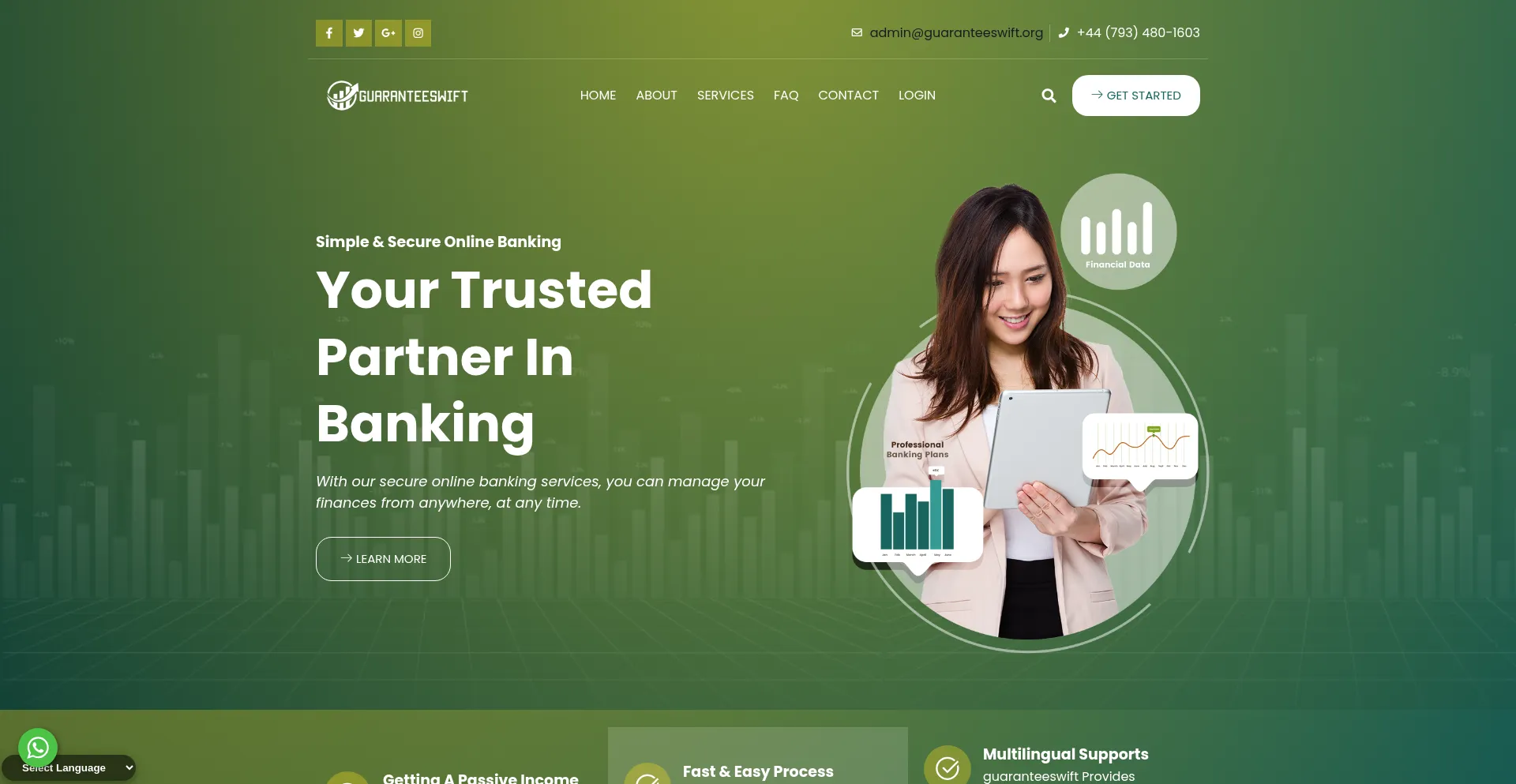 Website screenshot of Guaranteeswift.org