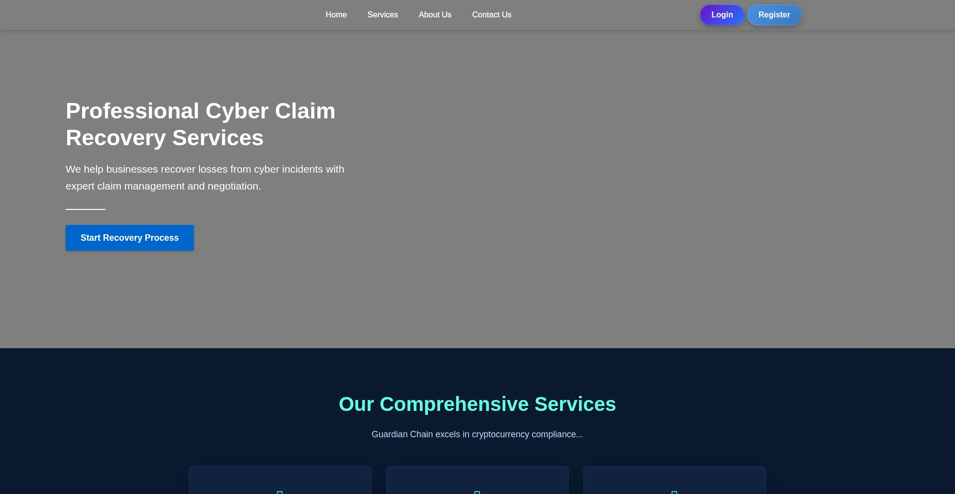 Website screenshot of Guardianchain.net