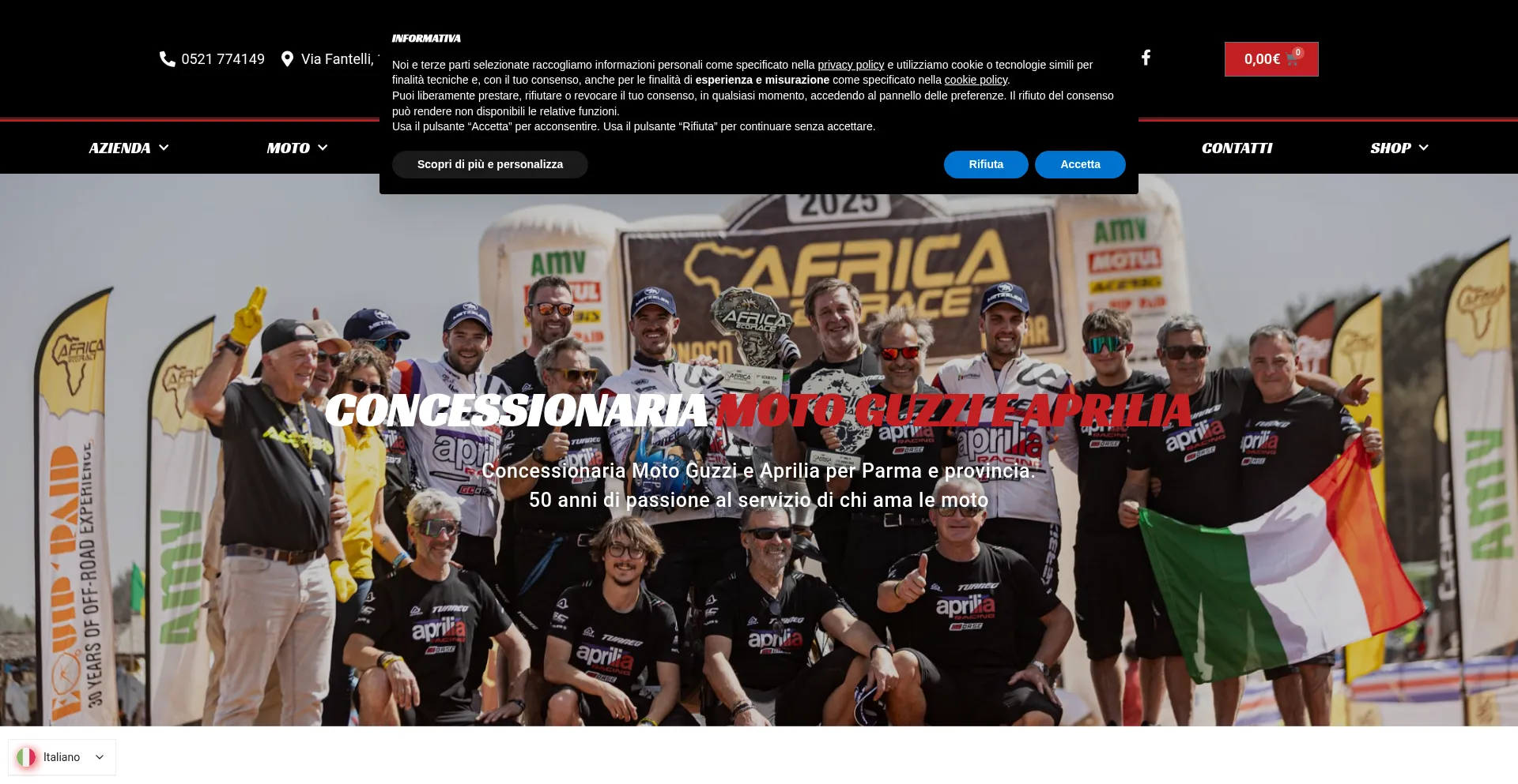 Website screenshot of Guareschimoto.it