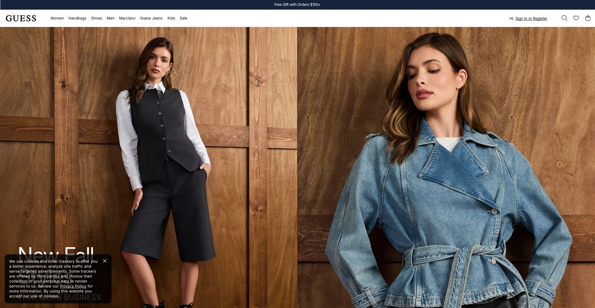 Website screenshot of Guess.com