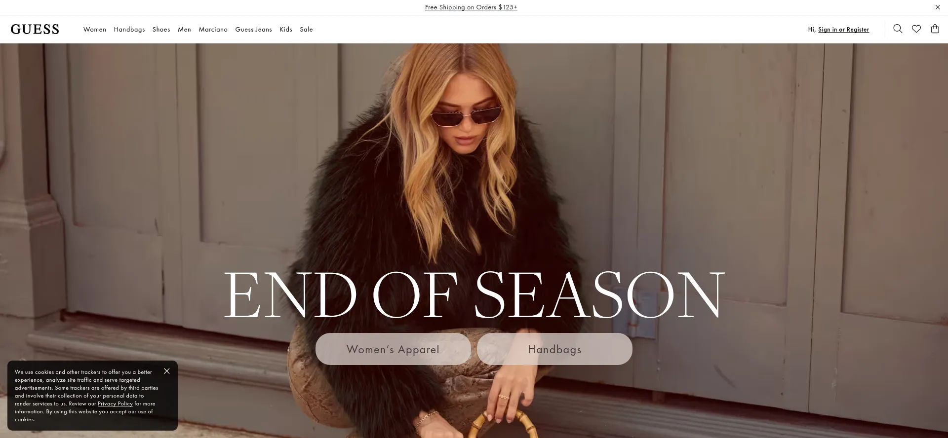 Website screenshot of Guess.eu