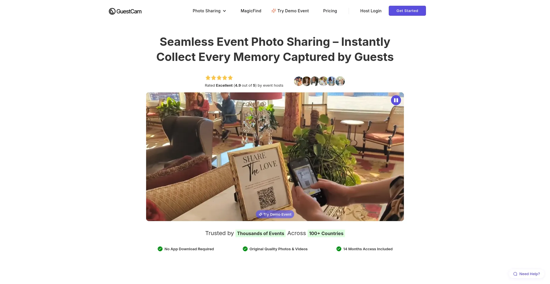 Website screenshot of Guestcam.com