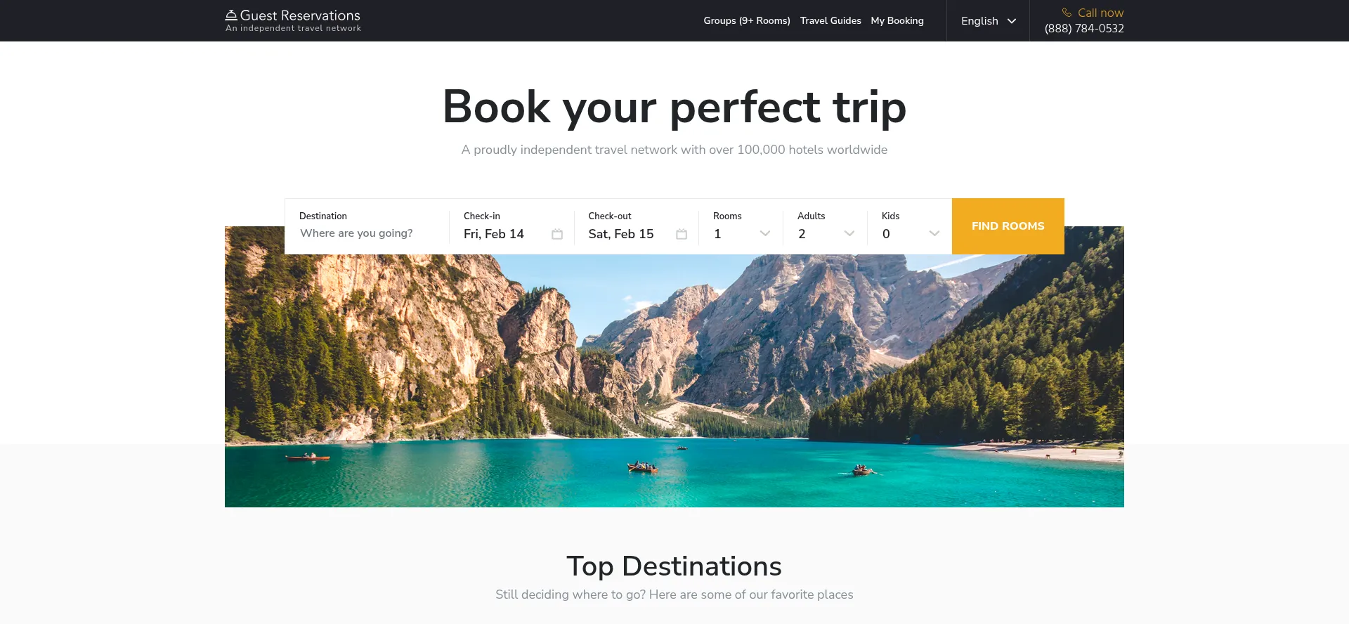 Website screenshot of Guestreservations.com