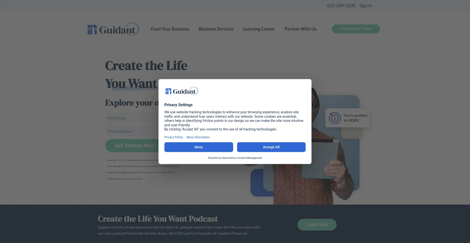 Website screenshot of Guidantfinancial.com