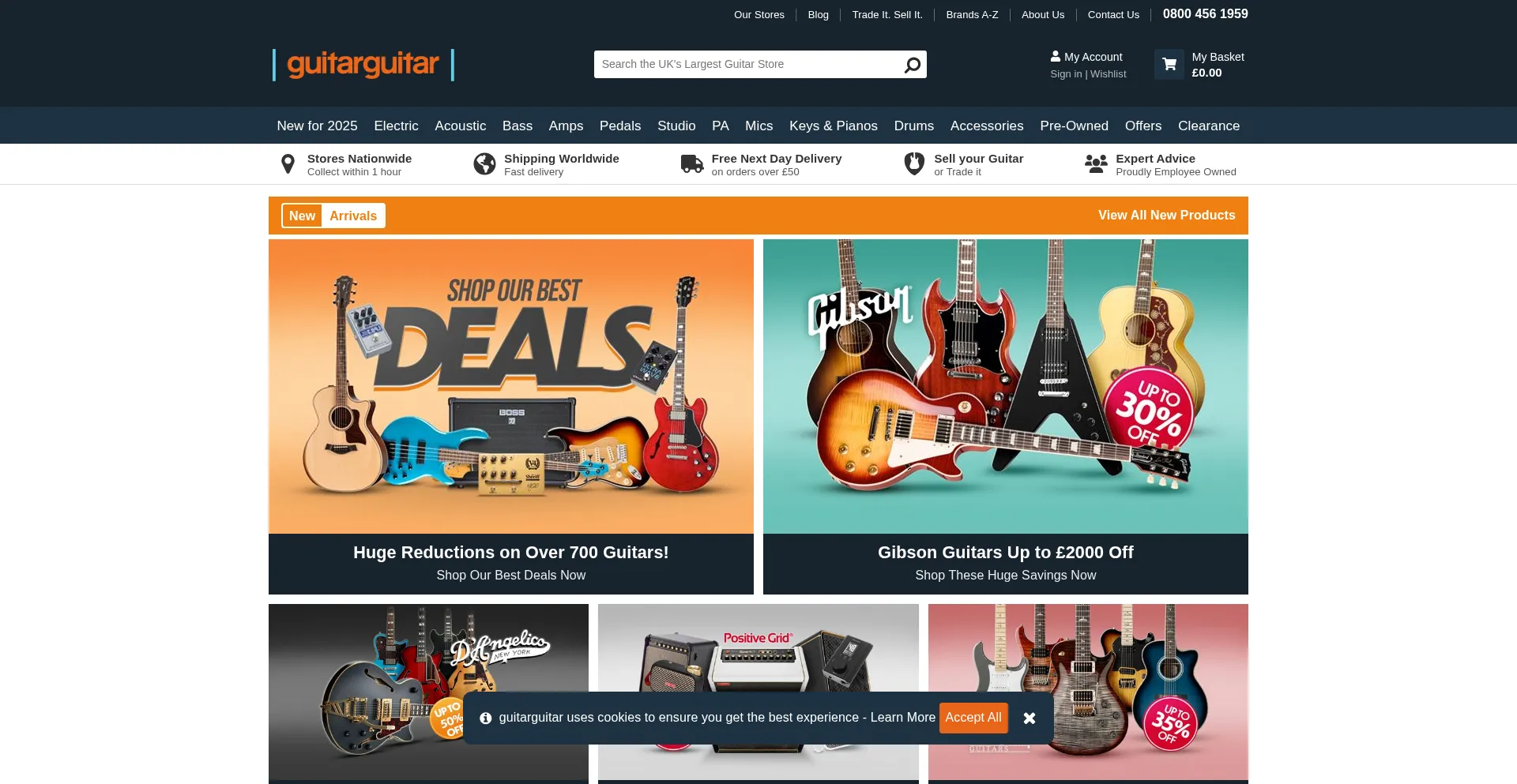 Website screenshot of Guitarguitar.co.uk
