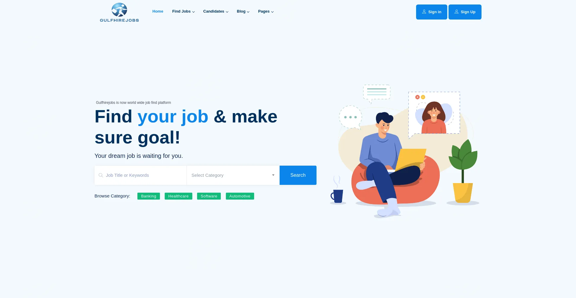 Website screenshot of Gulfhirejobs.com