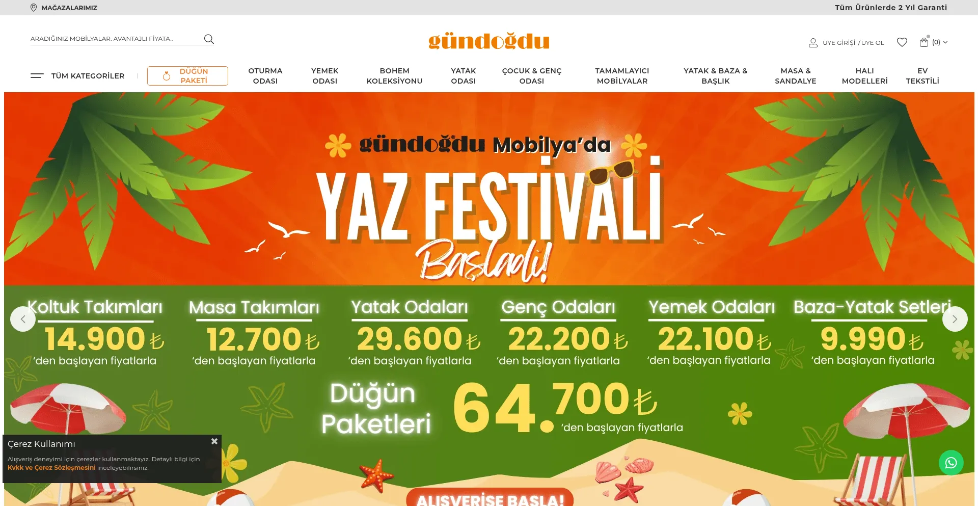Website screenshot of Gundogdumobilya.com.tr