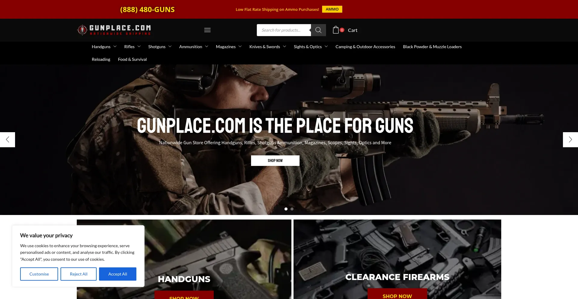 Website screenshot of Gunplace.com