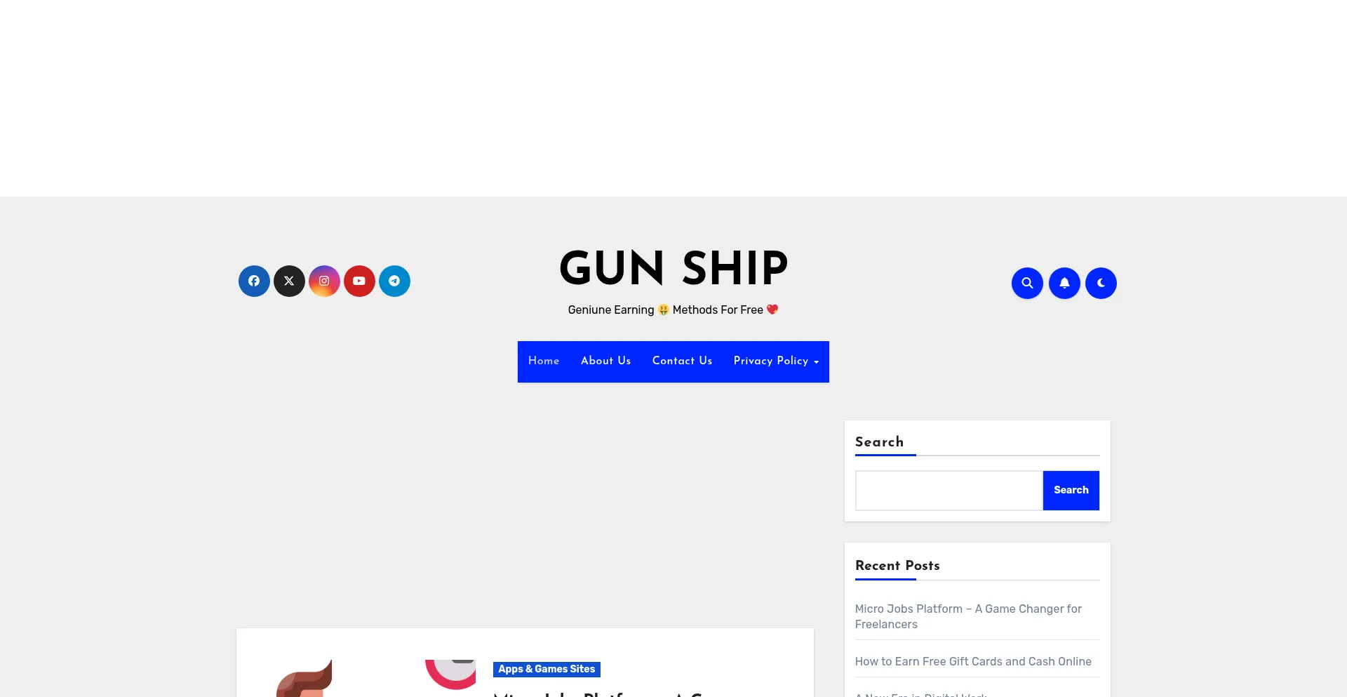 Website screenshot of Gunship.site