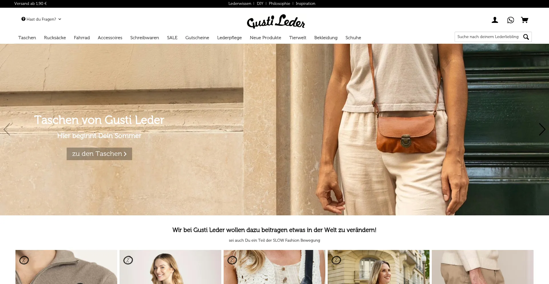 Website screenshot of Gusti-leder.de