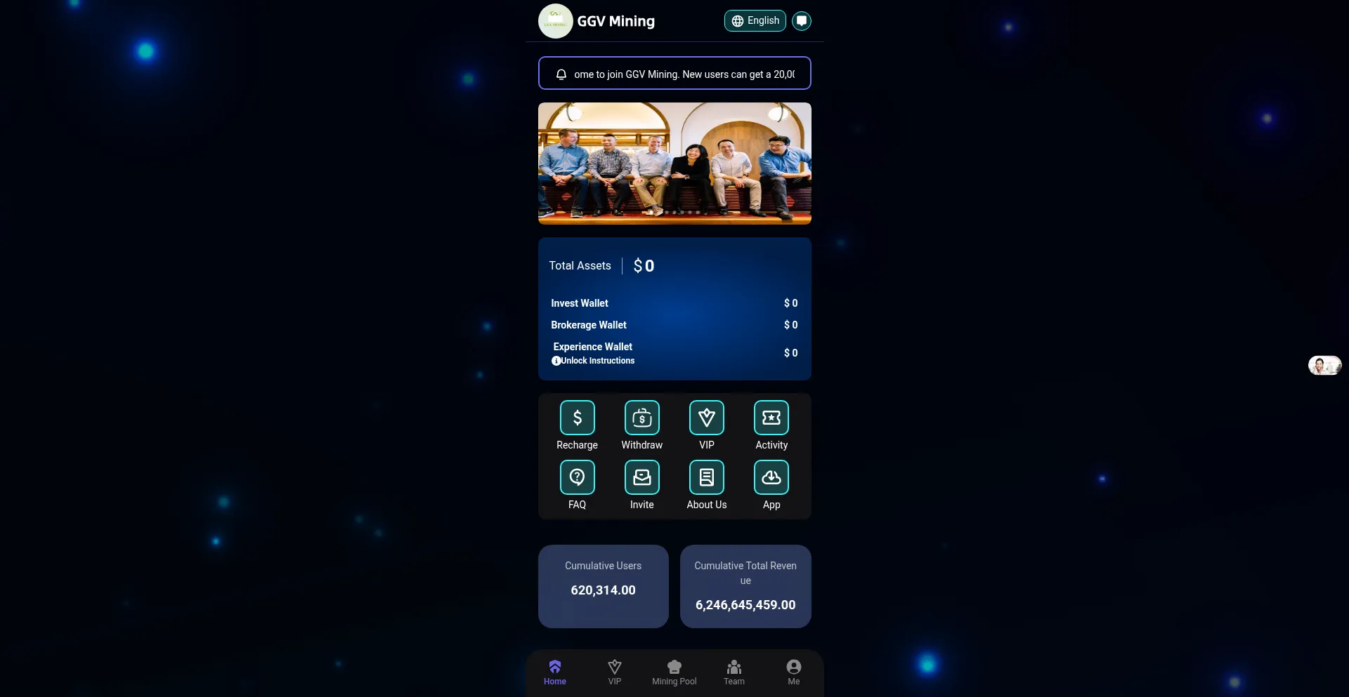 Website screenshot of Gvmining.cc
