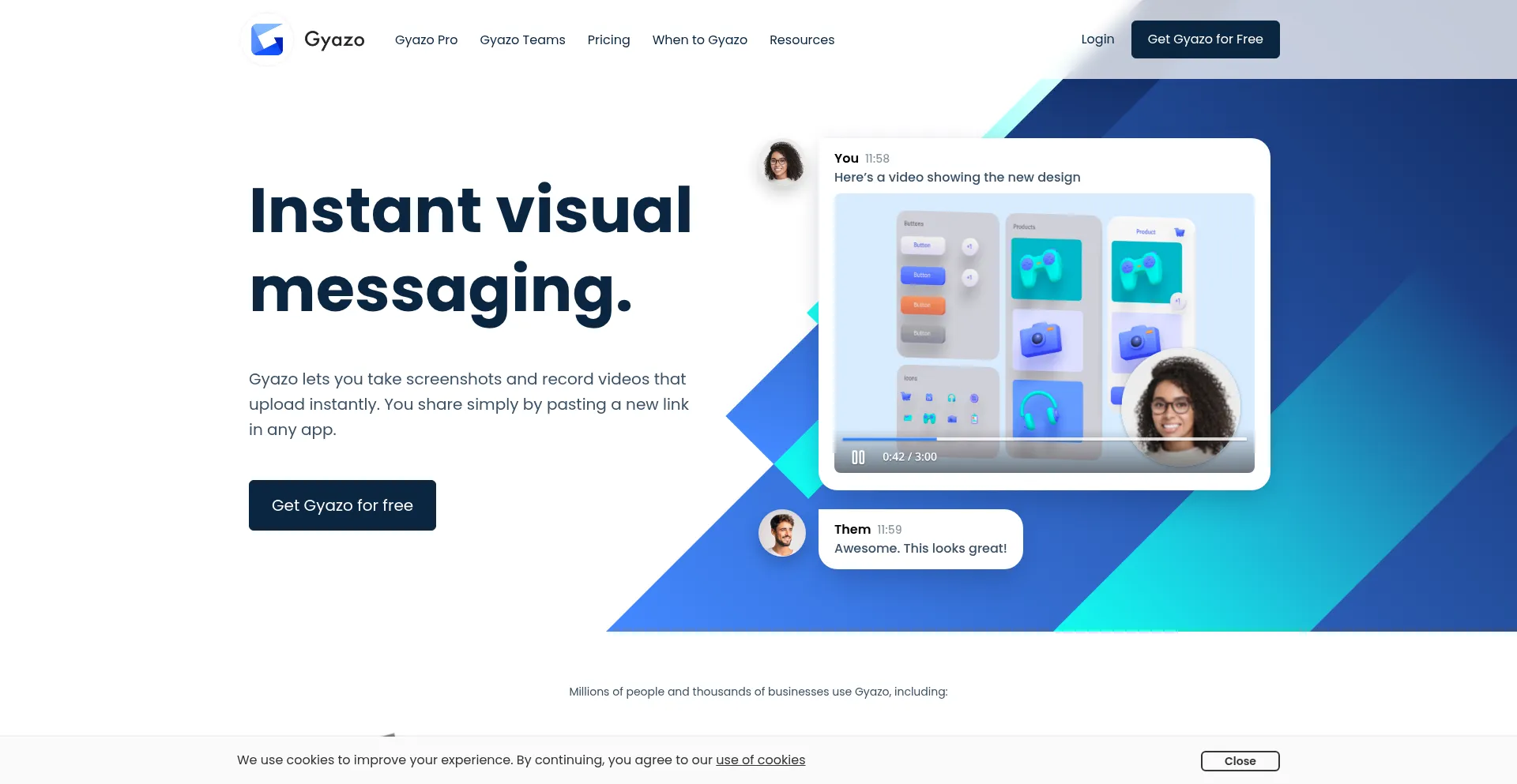 Website screenshot of Gyazo.com