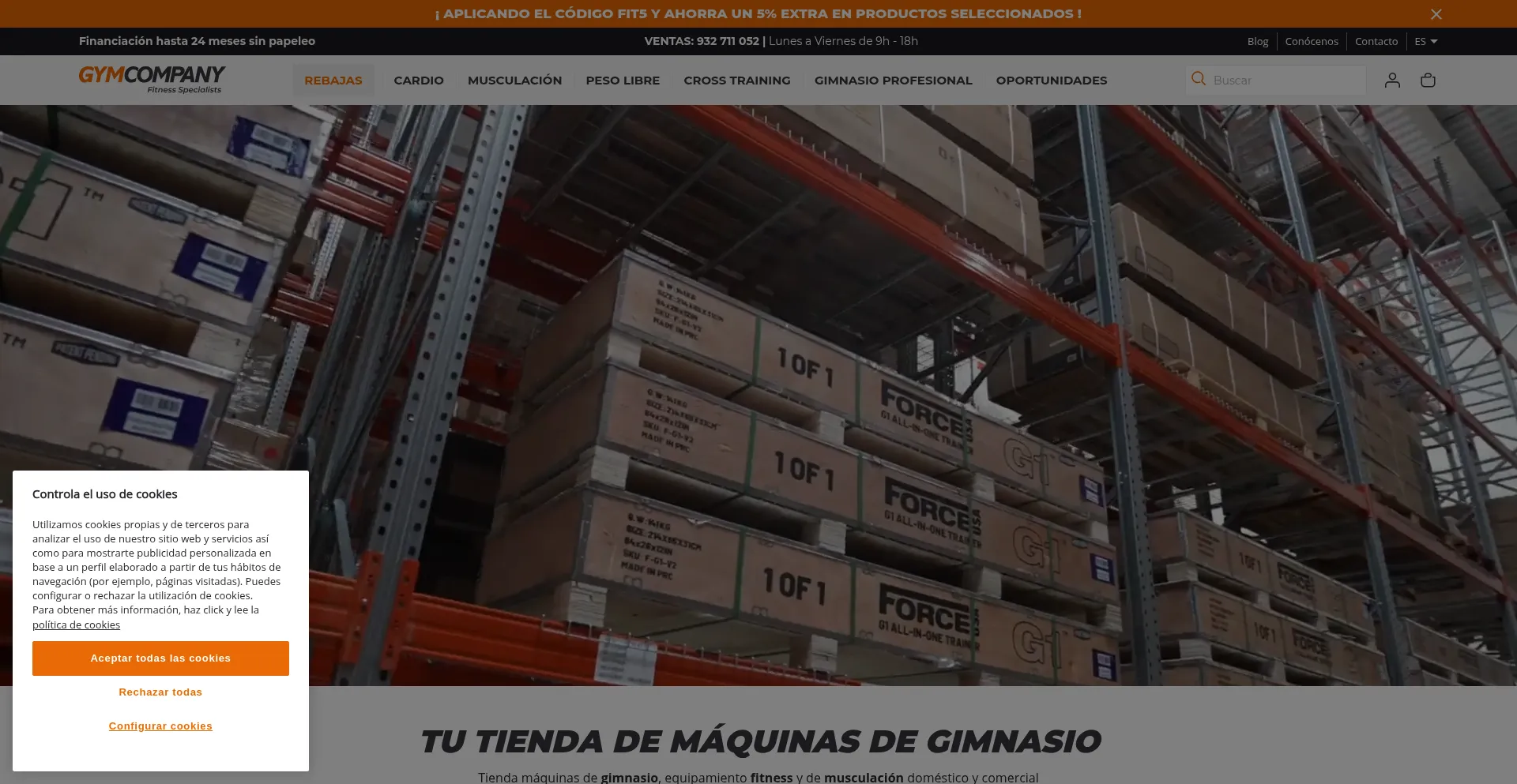 Website screenshot of Gymcompany.es
