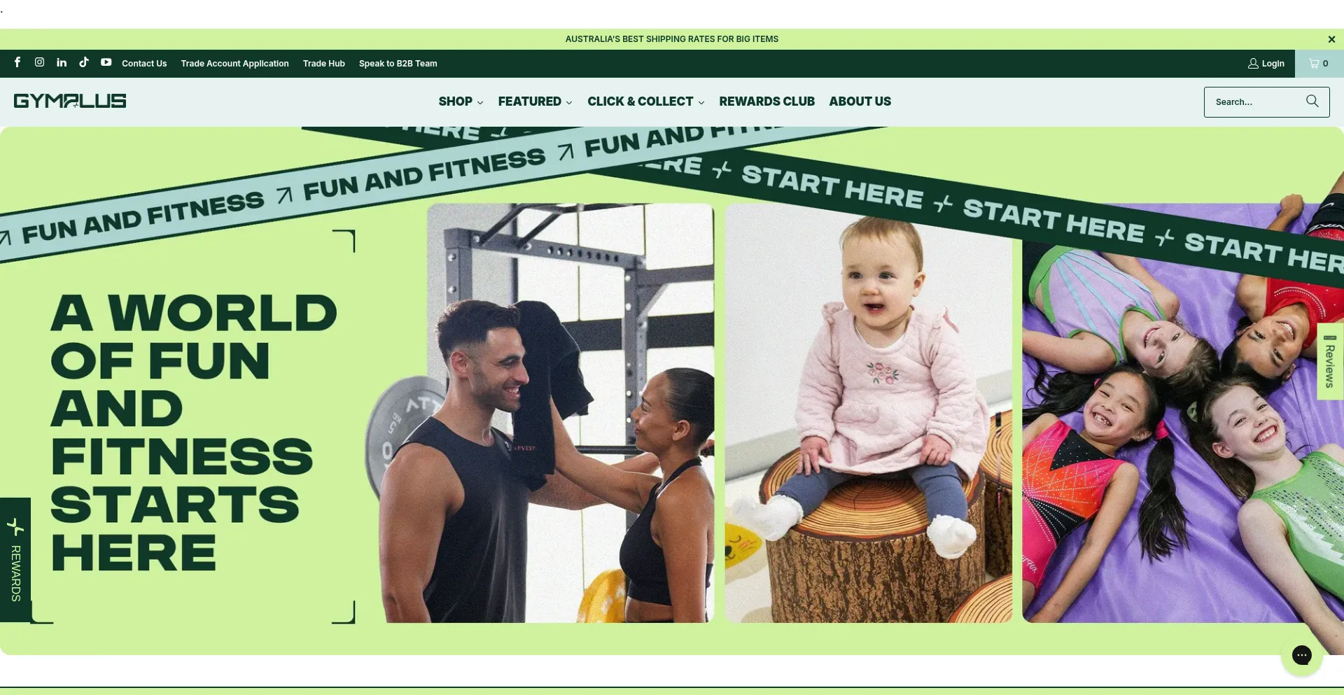 Website screenshot of Gymplus.com.au