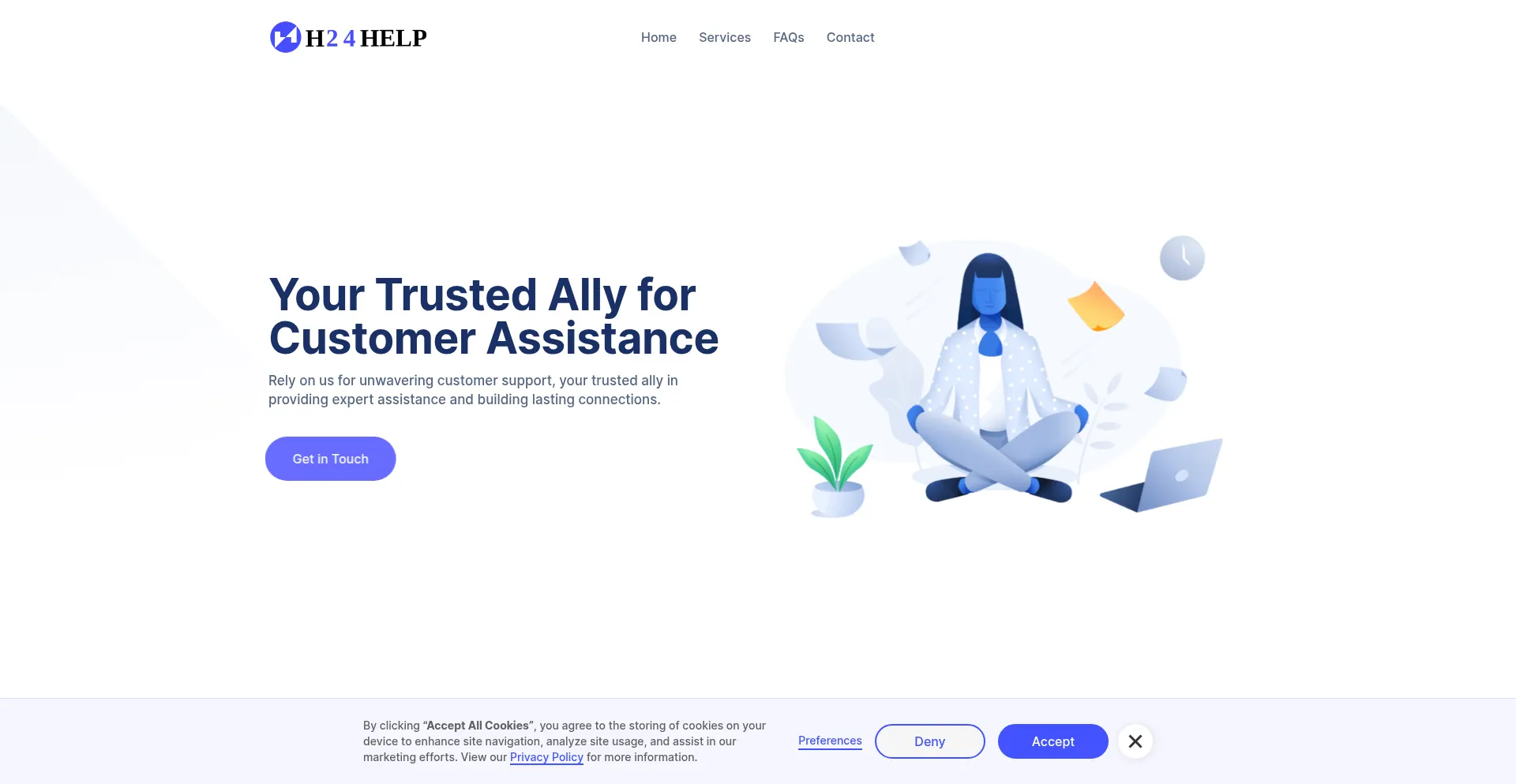 Website screenshot of H24help.com
