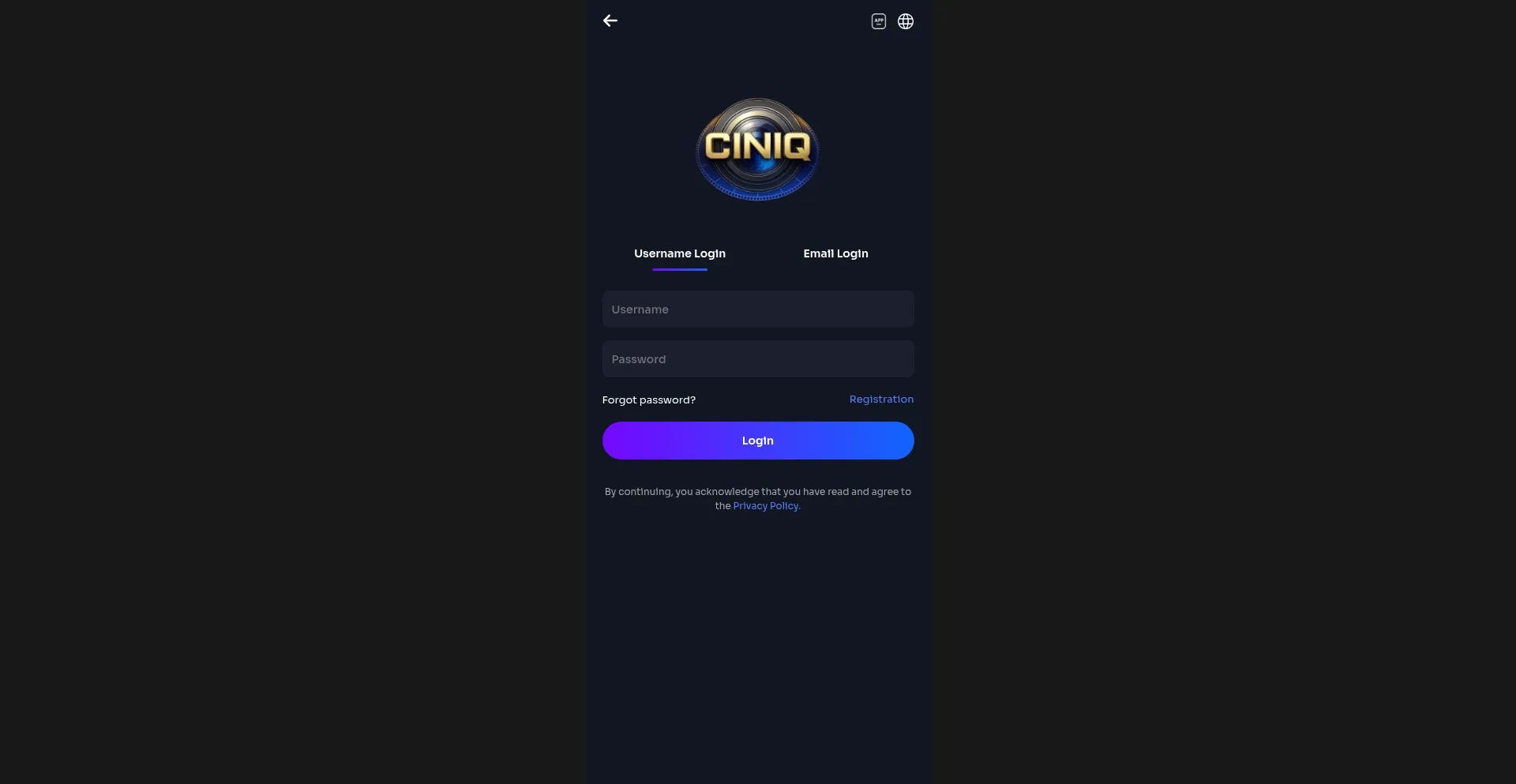 Website screenshot of H5.ciniq.vip