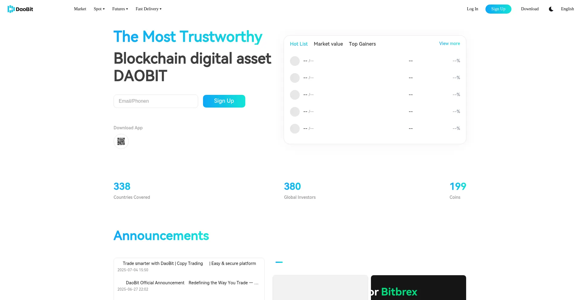 Website screenshot of H5.daobit.com