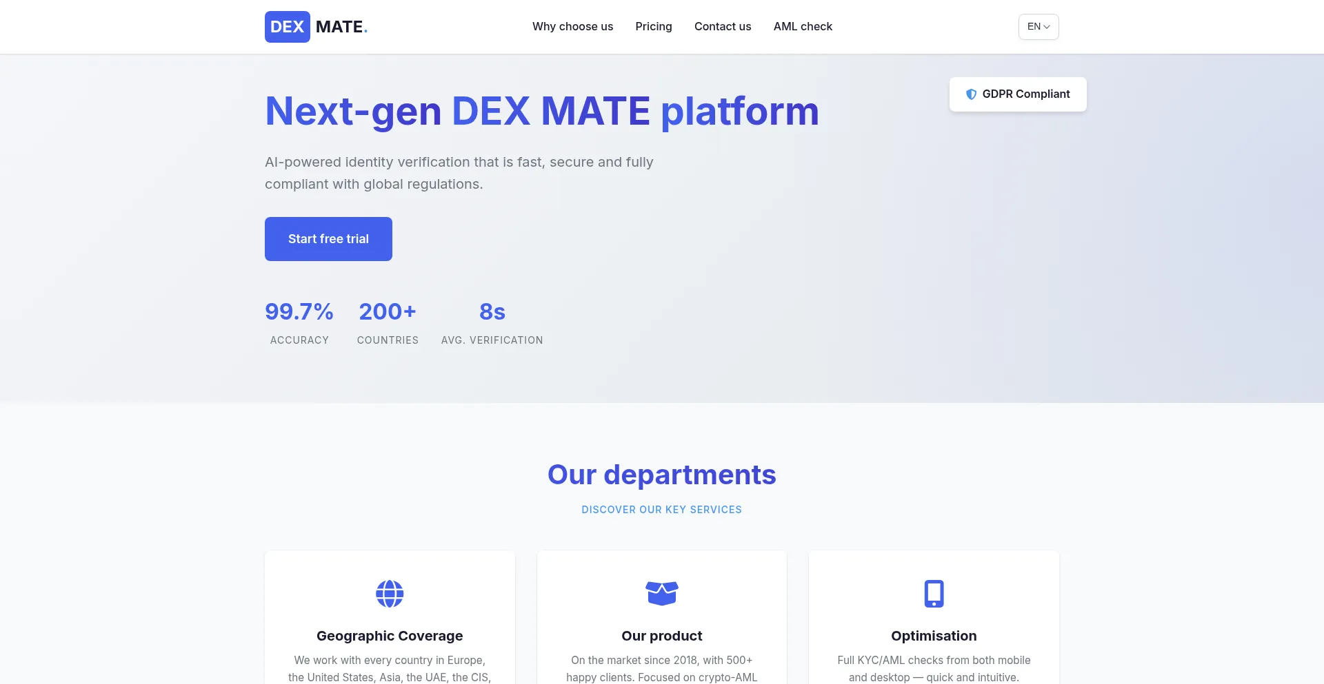 Website screenshot of H5.dexmate.pro