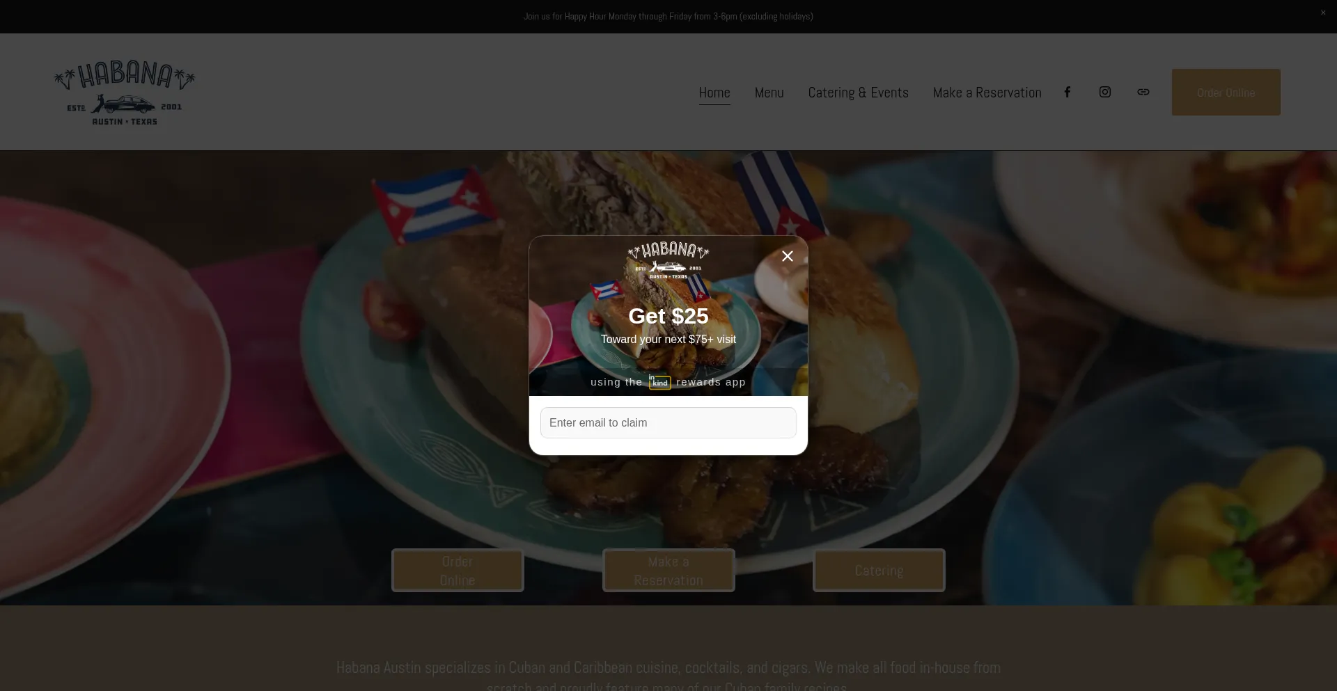 Website screenshot of Habanaaustin.com
