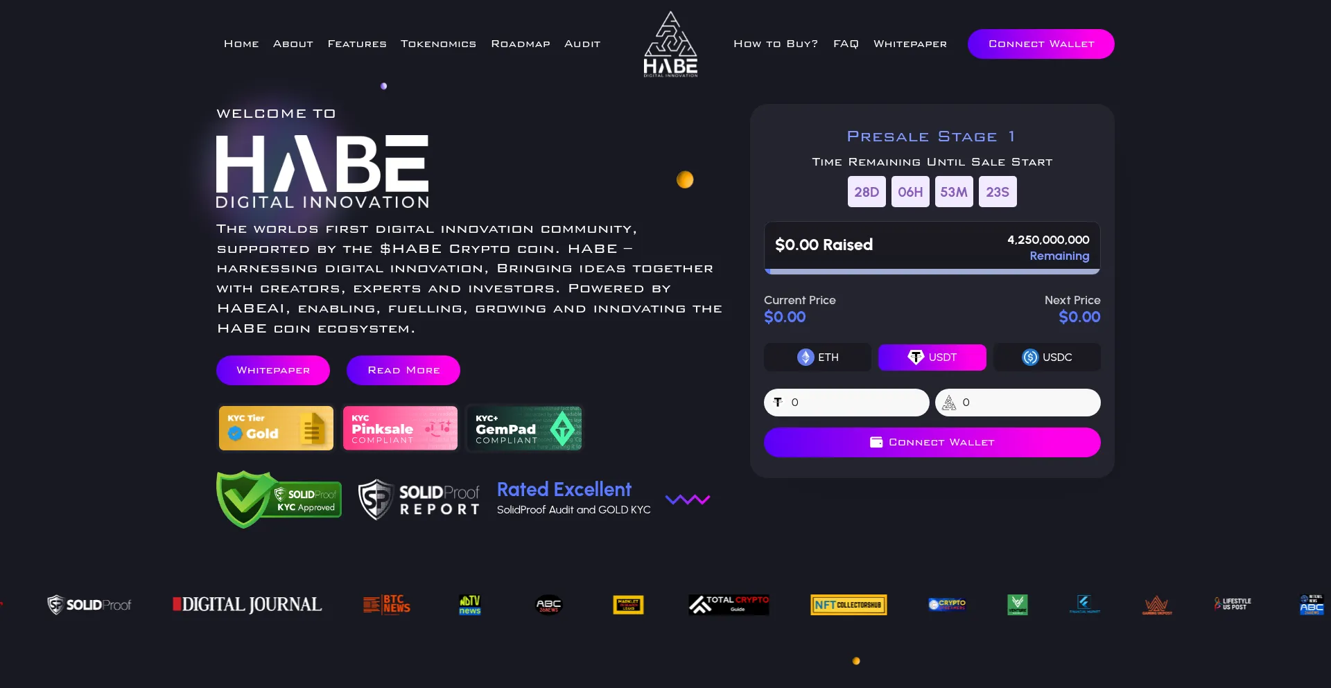 Website screenshot of Habe.io