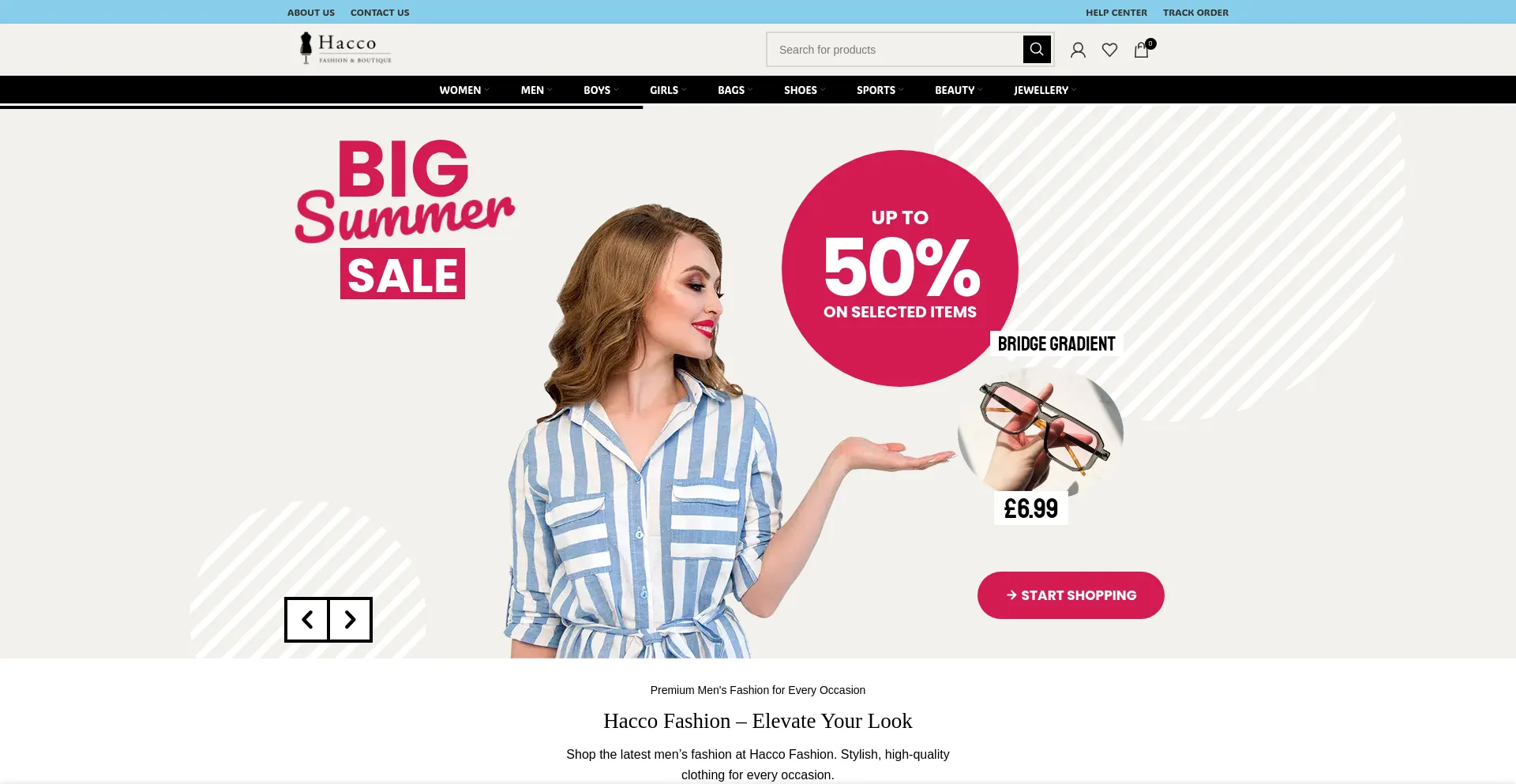 Website screenshot of Hacco.co.uk