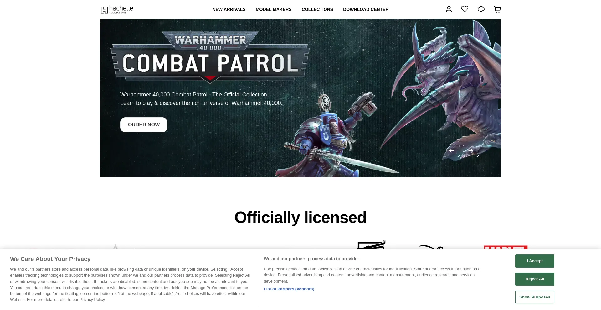 Website screenshot of Hachettecollections.com