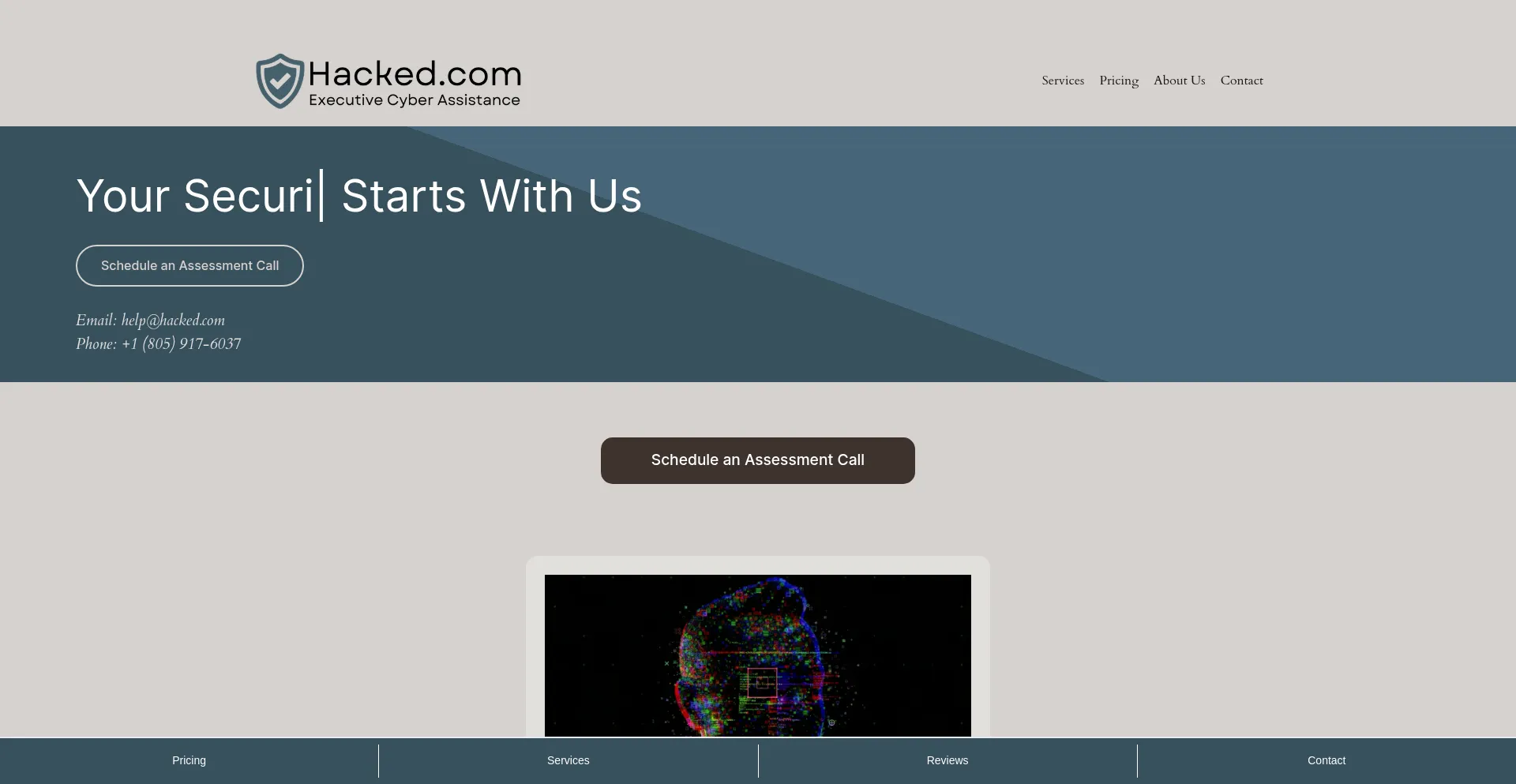 Website screenshot of Hacked.com