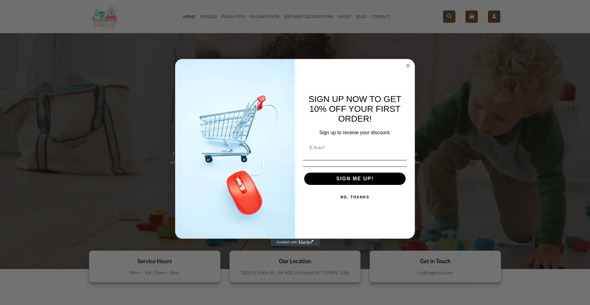 Website screenshot of Hagoma.com