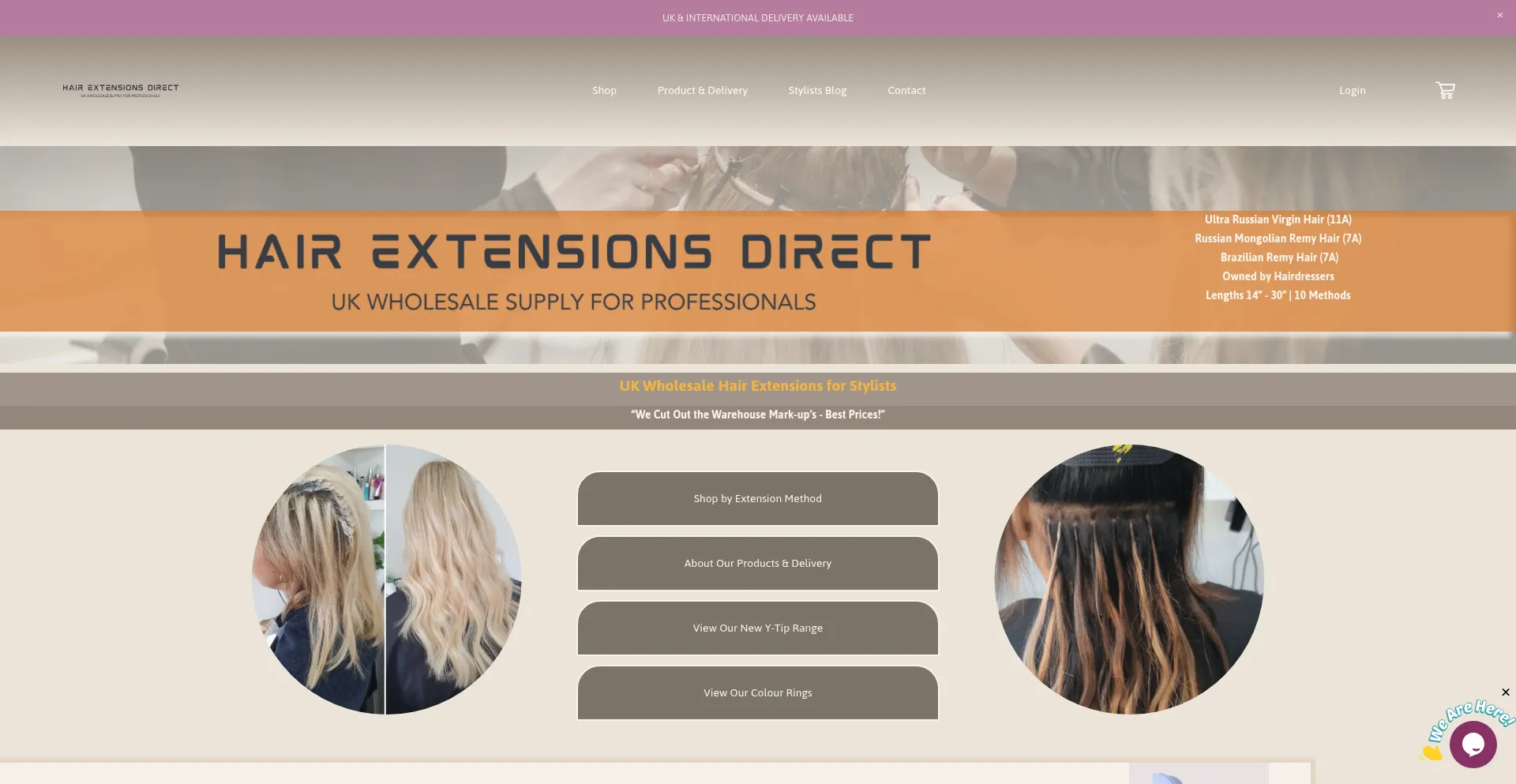 Website screenshot of Hairextensionsdirect.com
