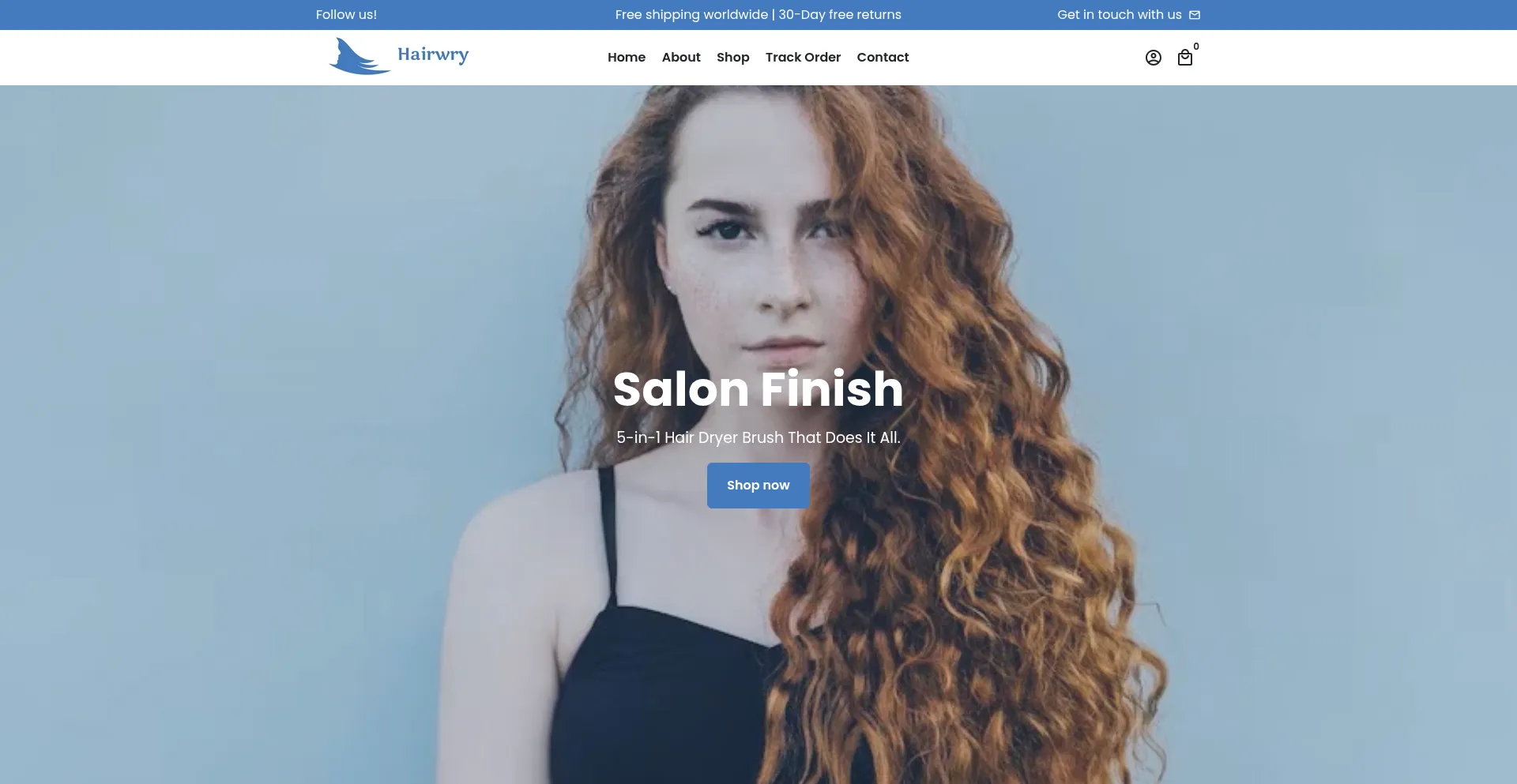 Website screenshot of Hairwry.com