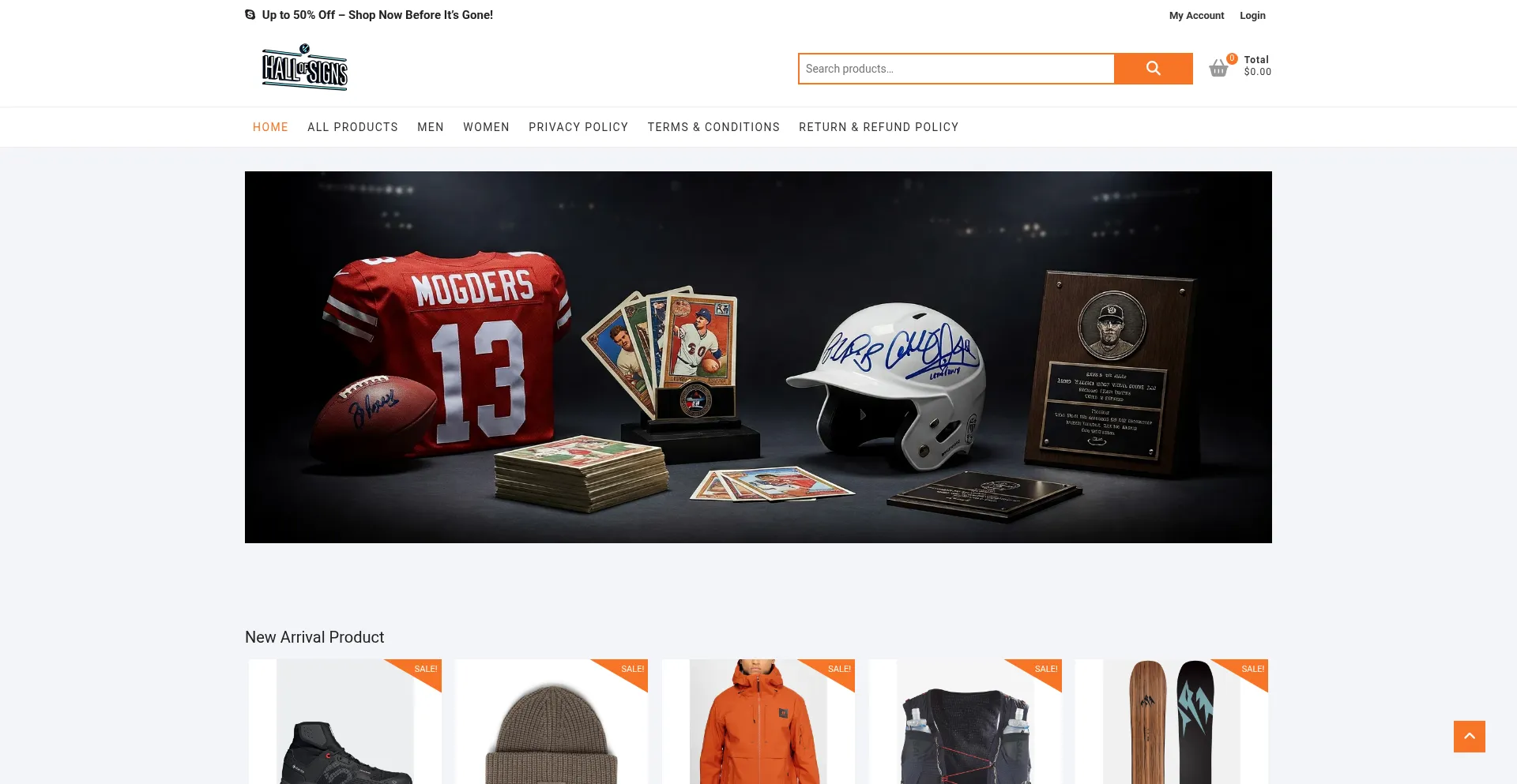 Website screenshot of Hallofsigns.com