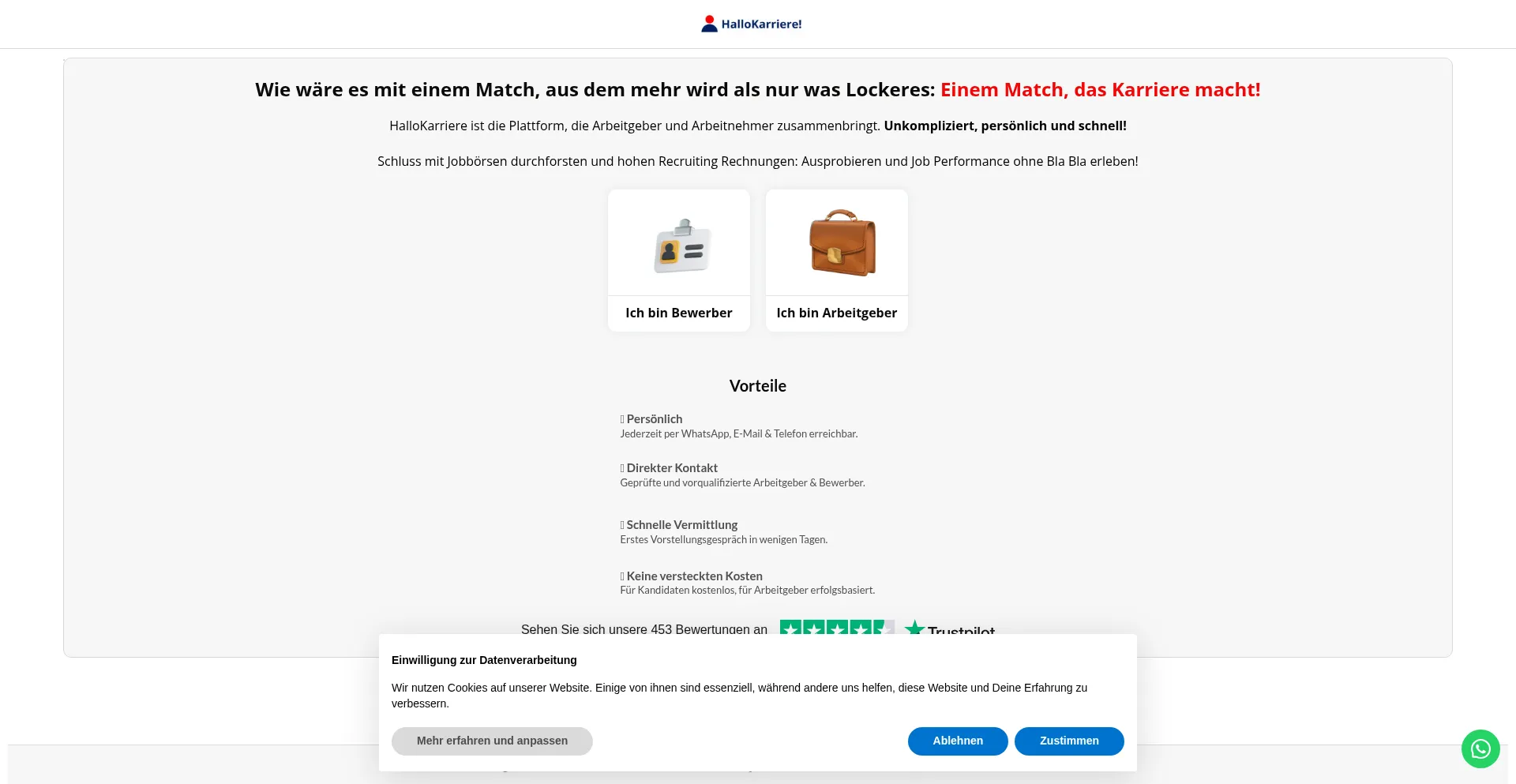 Hallokarriere.de Screenshot