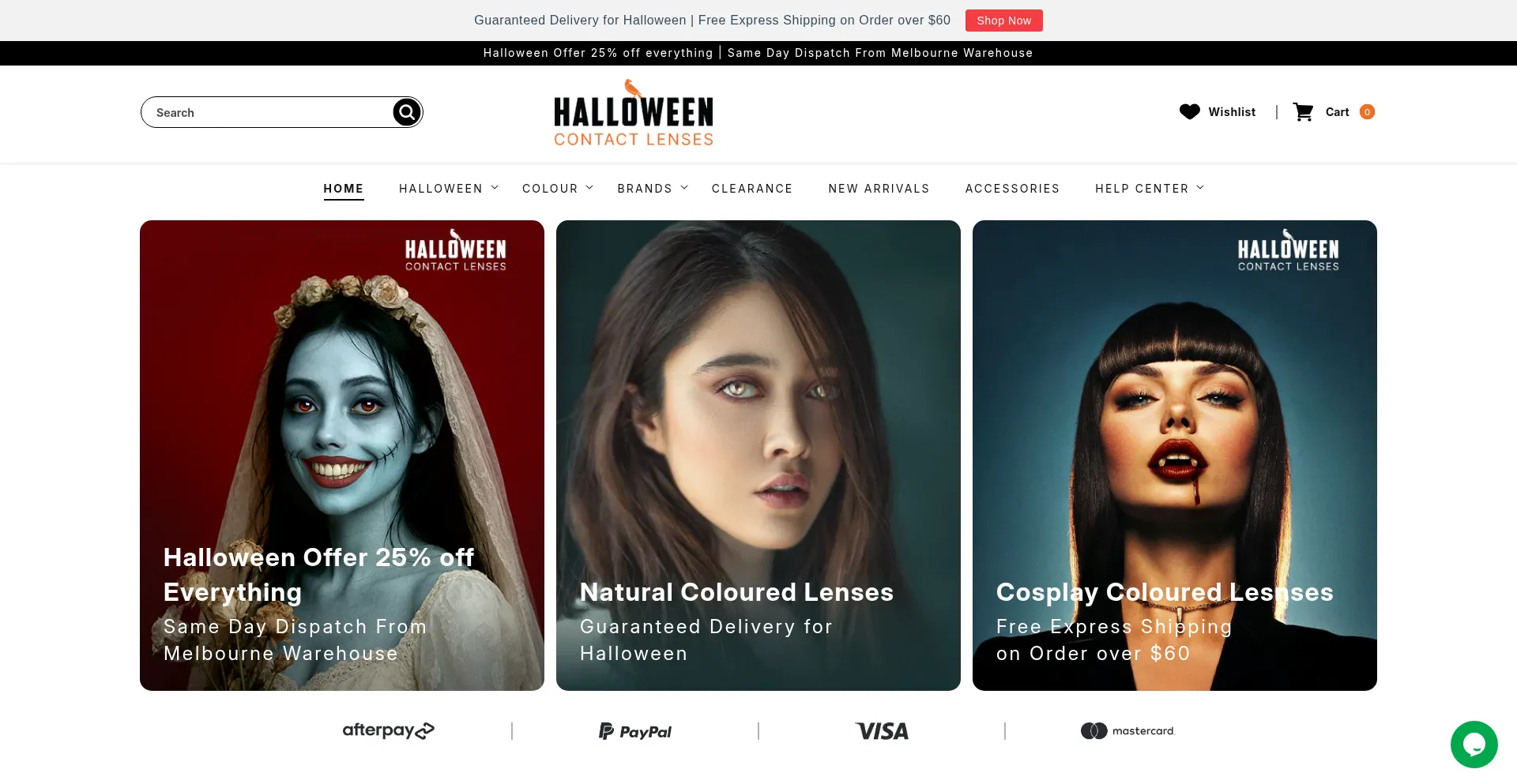 Halloweencontactlenses.com.au Screenshot