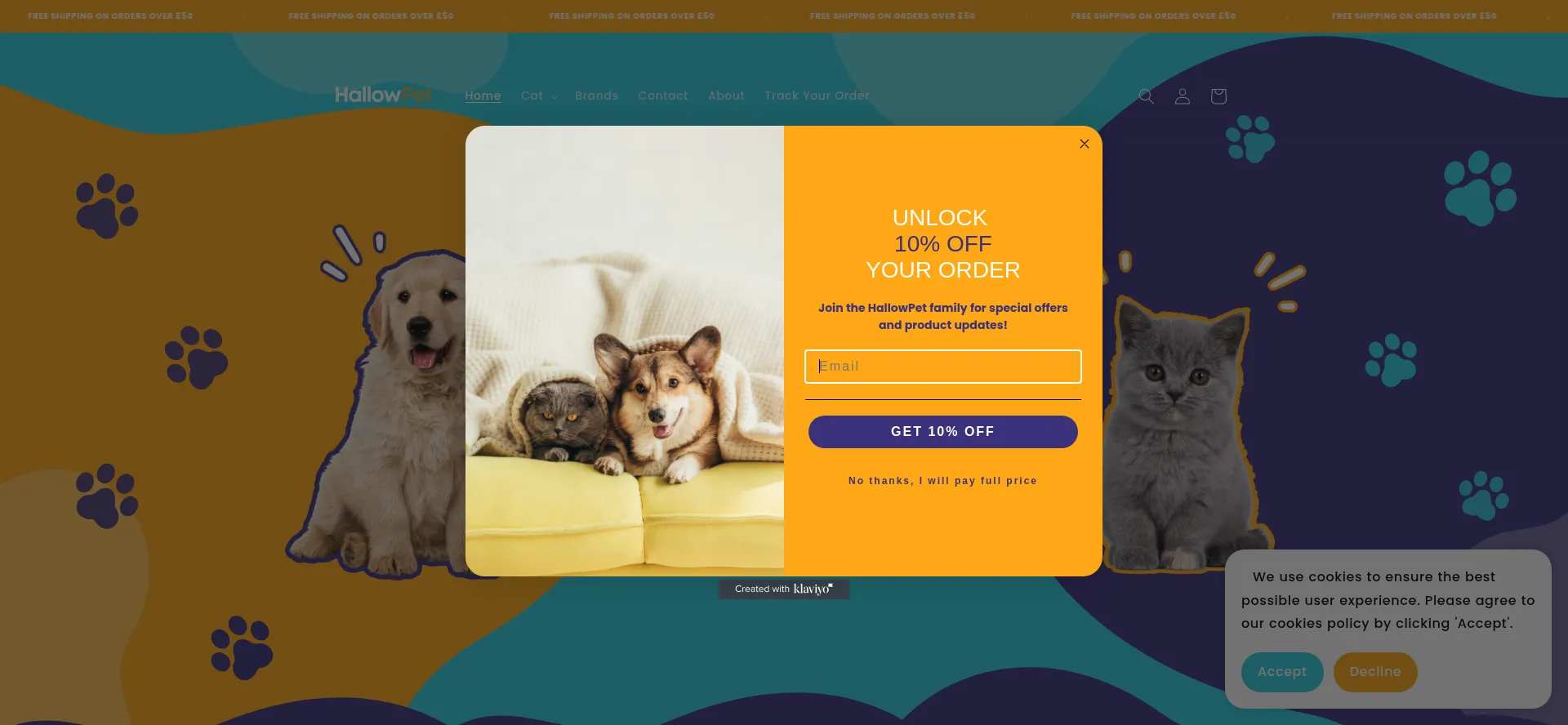 Website screenshot of Hallowpet.com