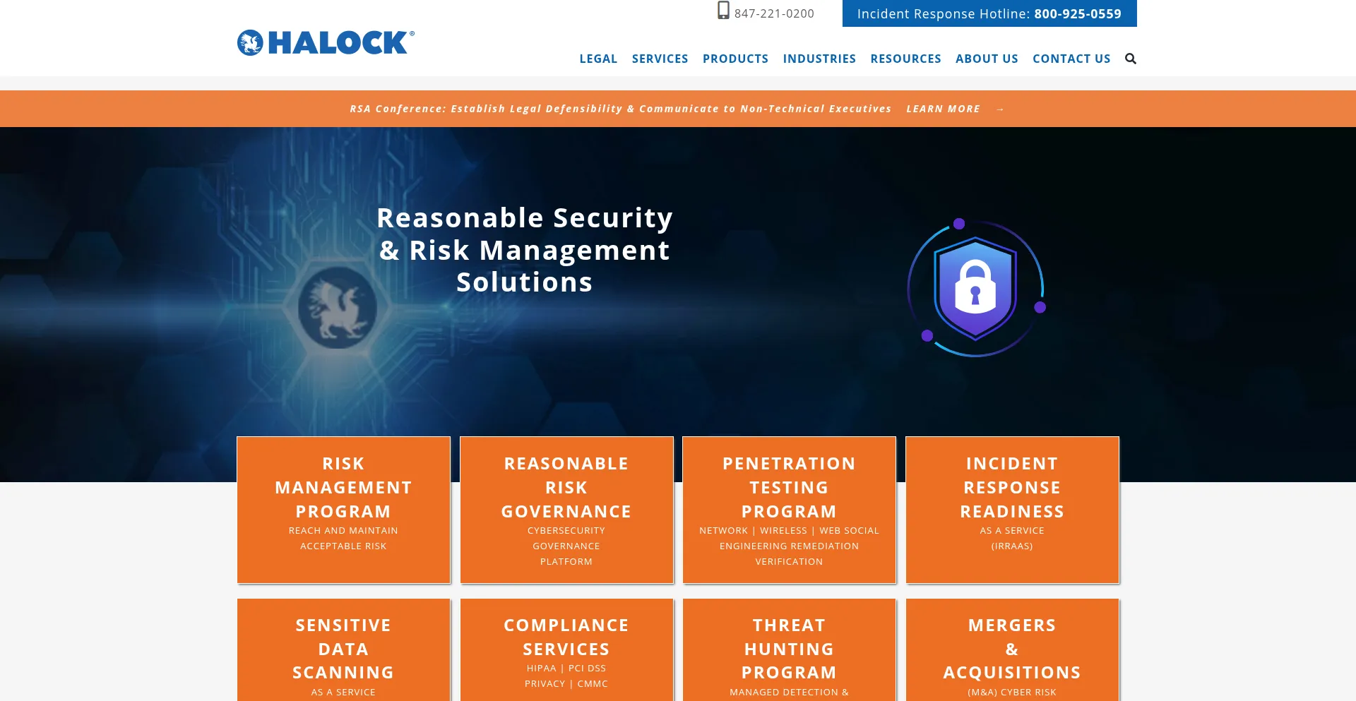 Website screenshot of Halock.com