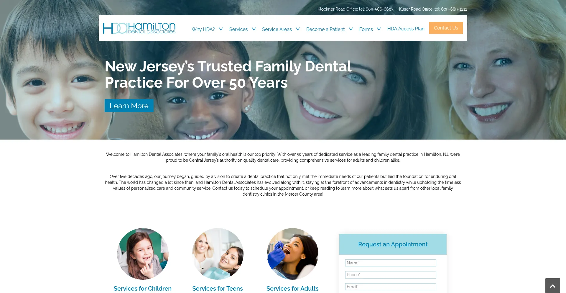 Website screenshot of Hamiltondental.com